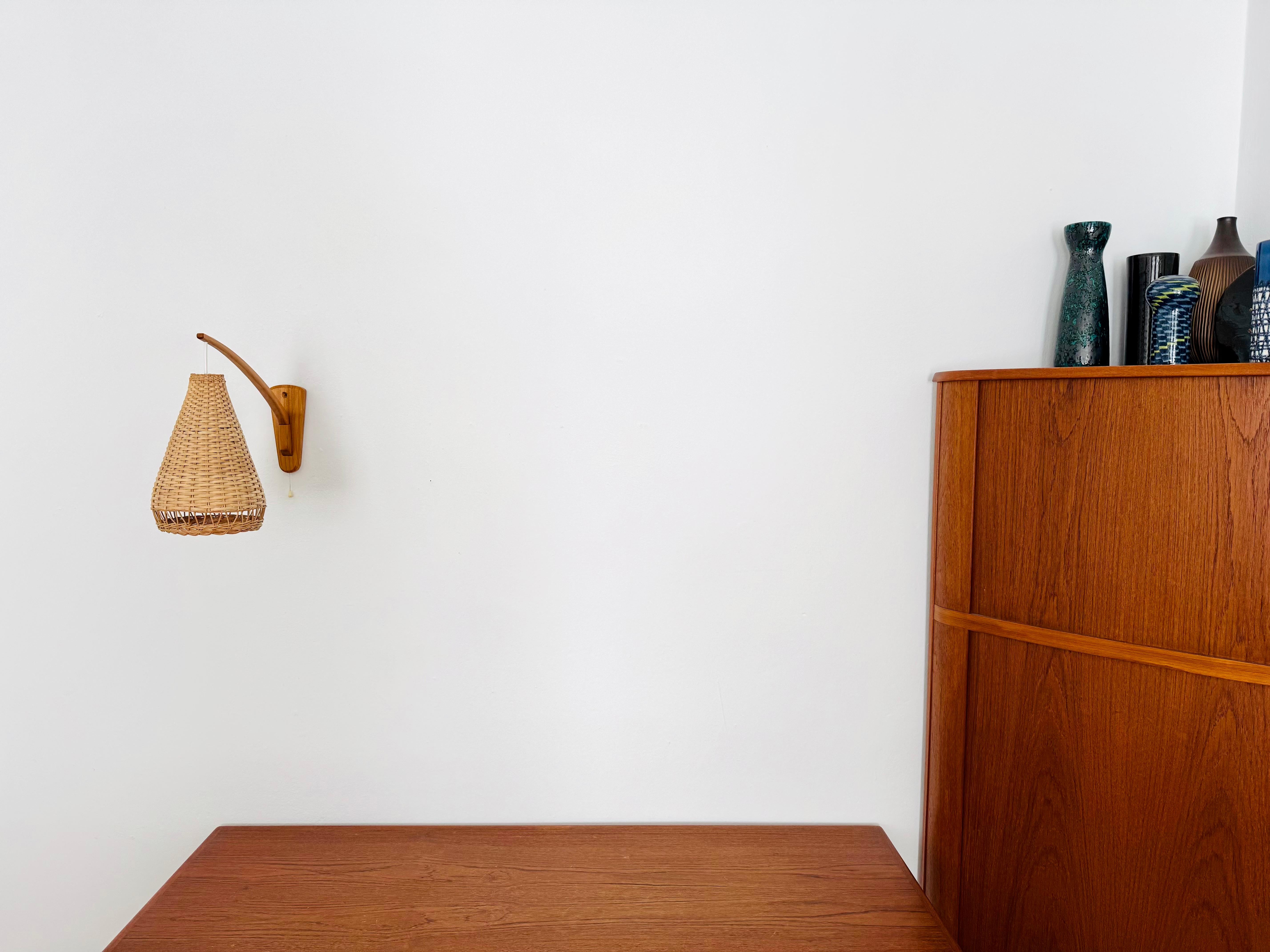 Elm and Wicker Wall Lamp For Sale 1