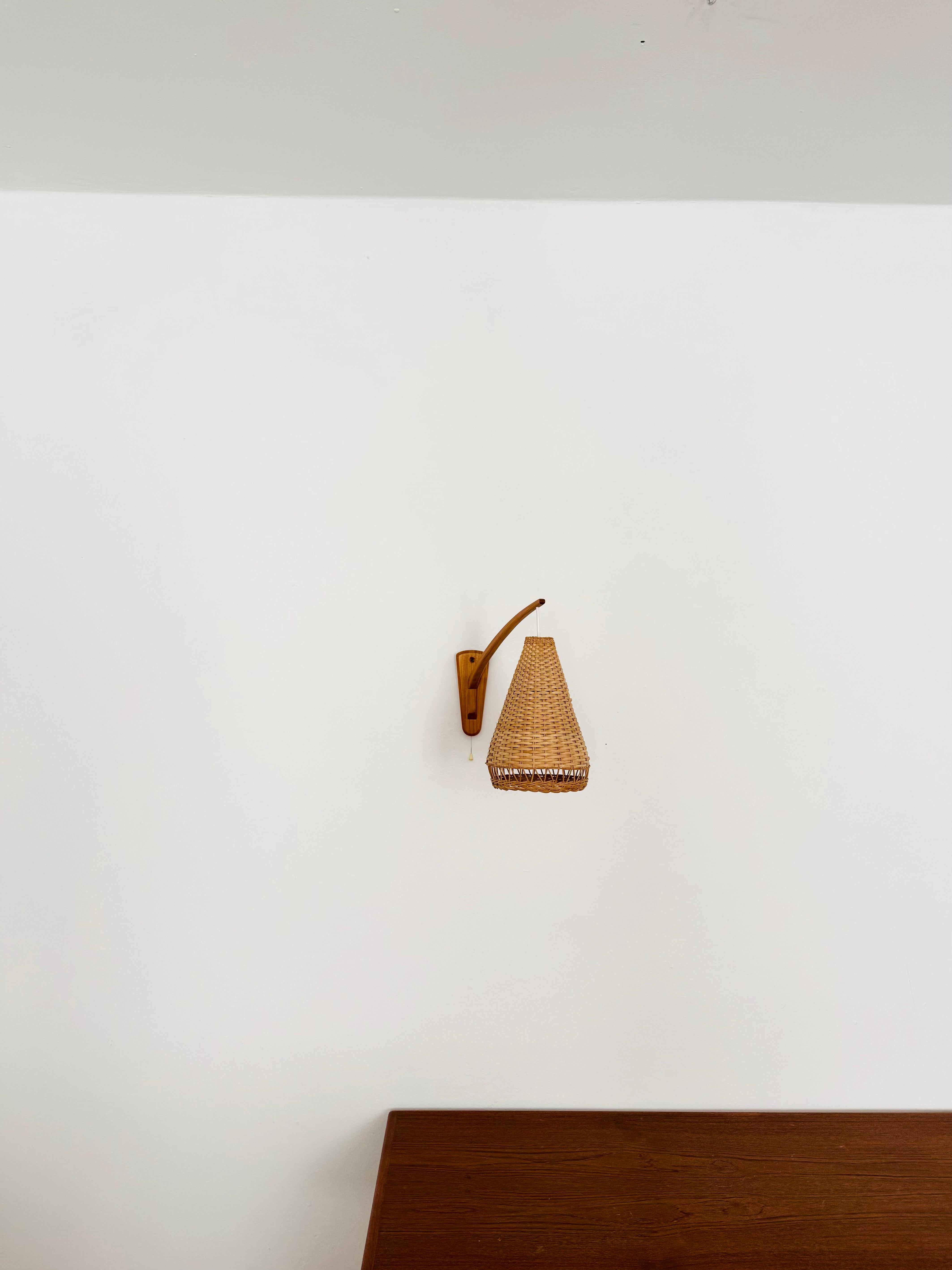 Elm and Wicker Wall Lamp For Sale 2