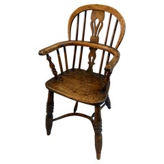 Elm and Yew Wood Child's Windsor Armchair