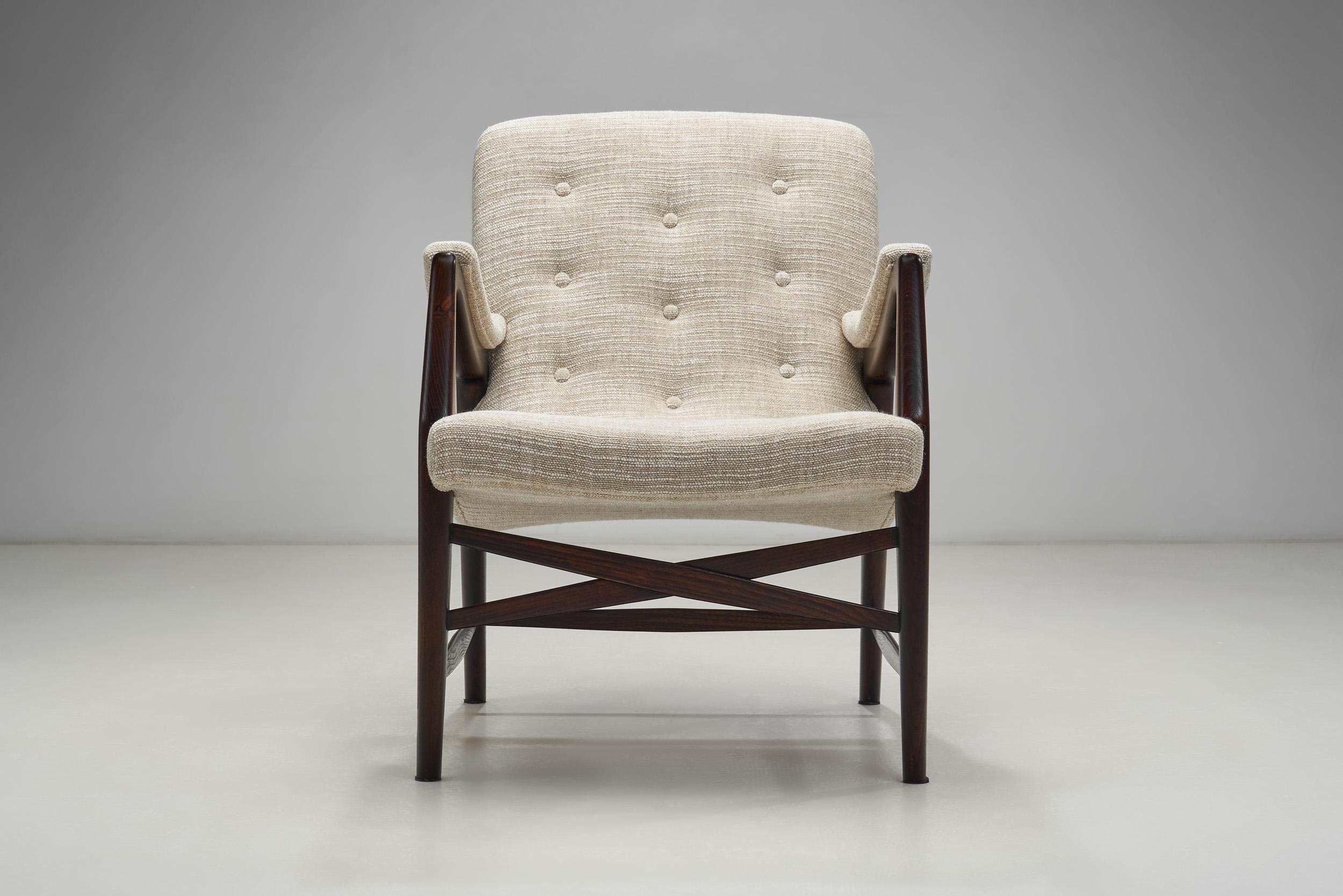 Sillón Elm de Arne Hovmand-Olsen para J.L. Møller Møbelfabrik, Dinamarca 1947 Tela en venta