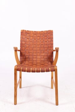 Elm Armchair with Woven Patinated Leather by Søren Willadsen, 1937