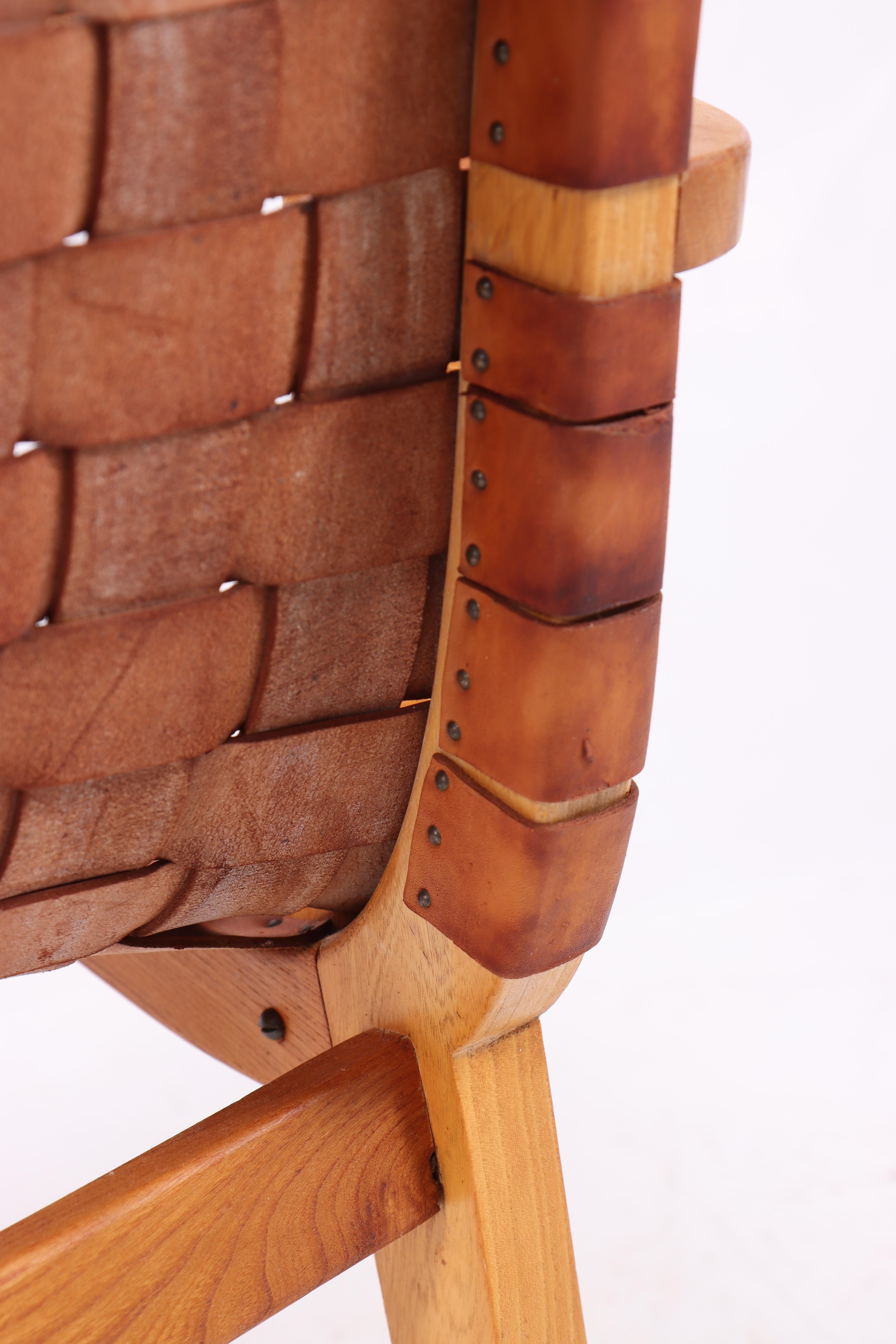 Ulmensessel mit gewebtem, patiniertem Leder von Søren Willadsen, 1937 im Angebot 2