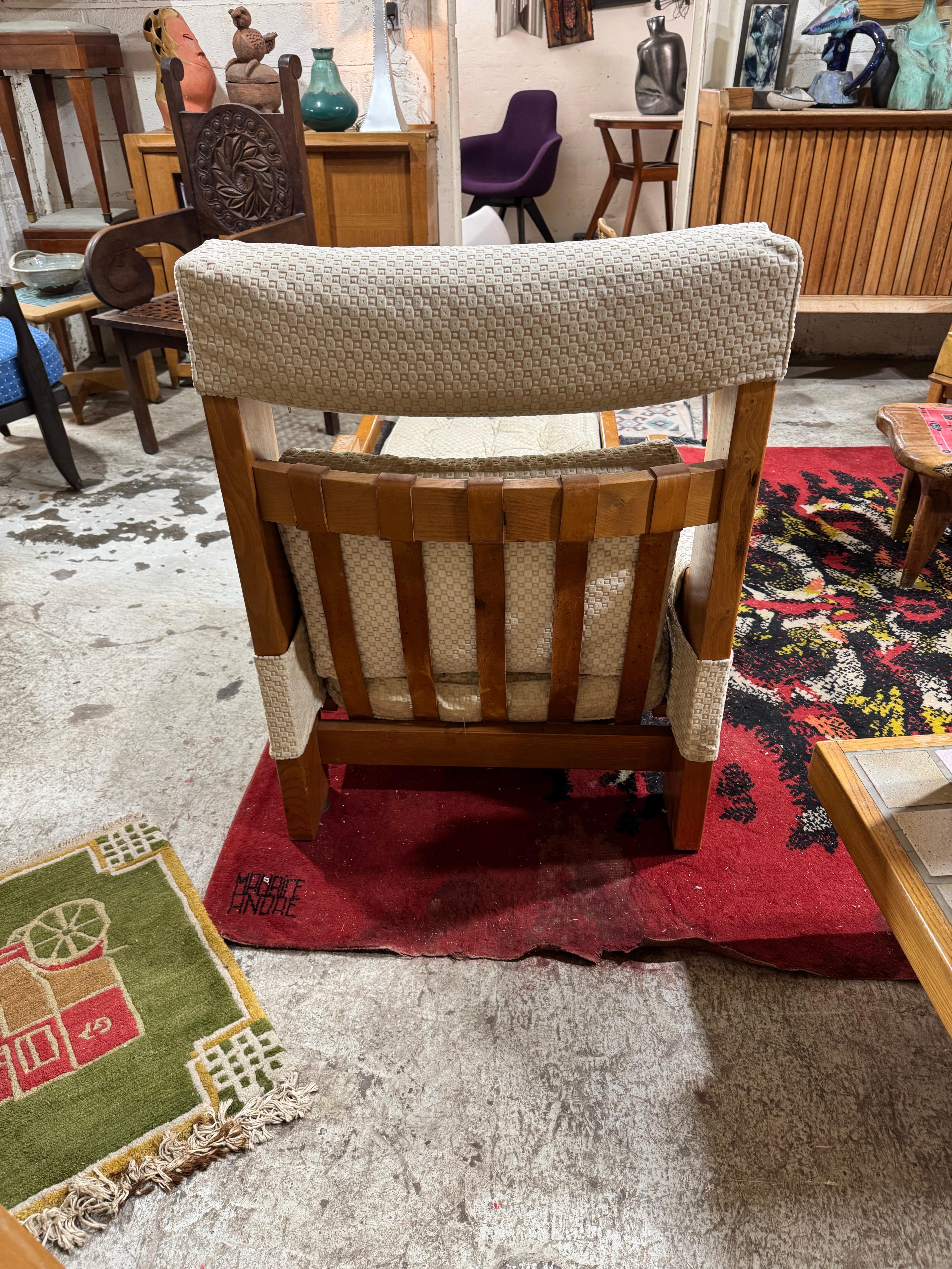 Français Fauteuils en orme avec ottoman Maison Regain en vente