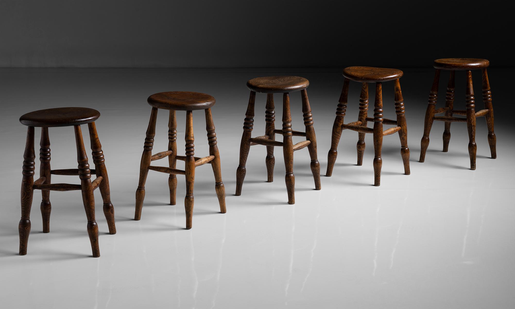 Elm & Ash Stools

England circa 1890

Classic pub stools with thick round top on turned legs.

Measures 12”w x 12”d x 21.5”h

*Please note the price is per unit, each stool sold separately*
