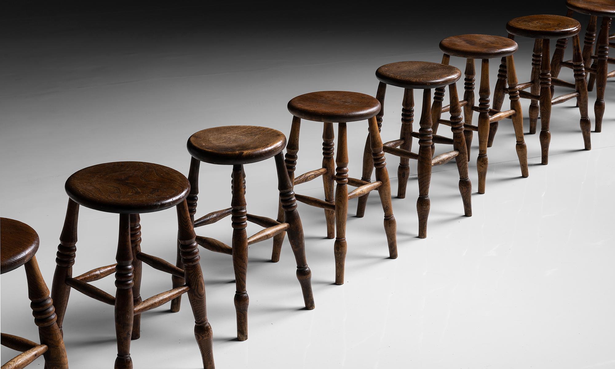 English Elm & Ash Stools, England circa 1890