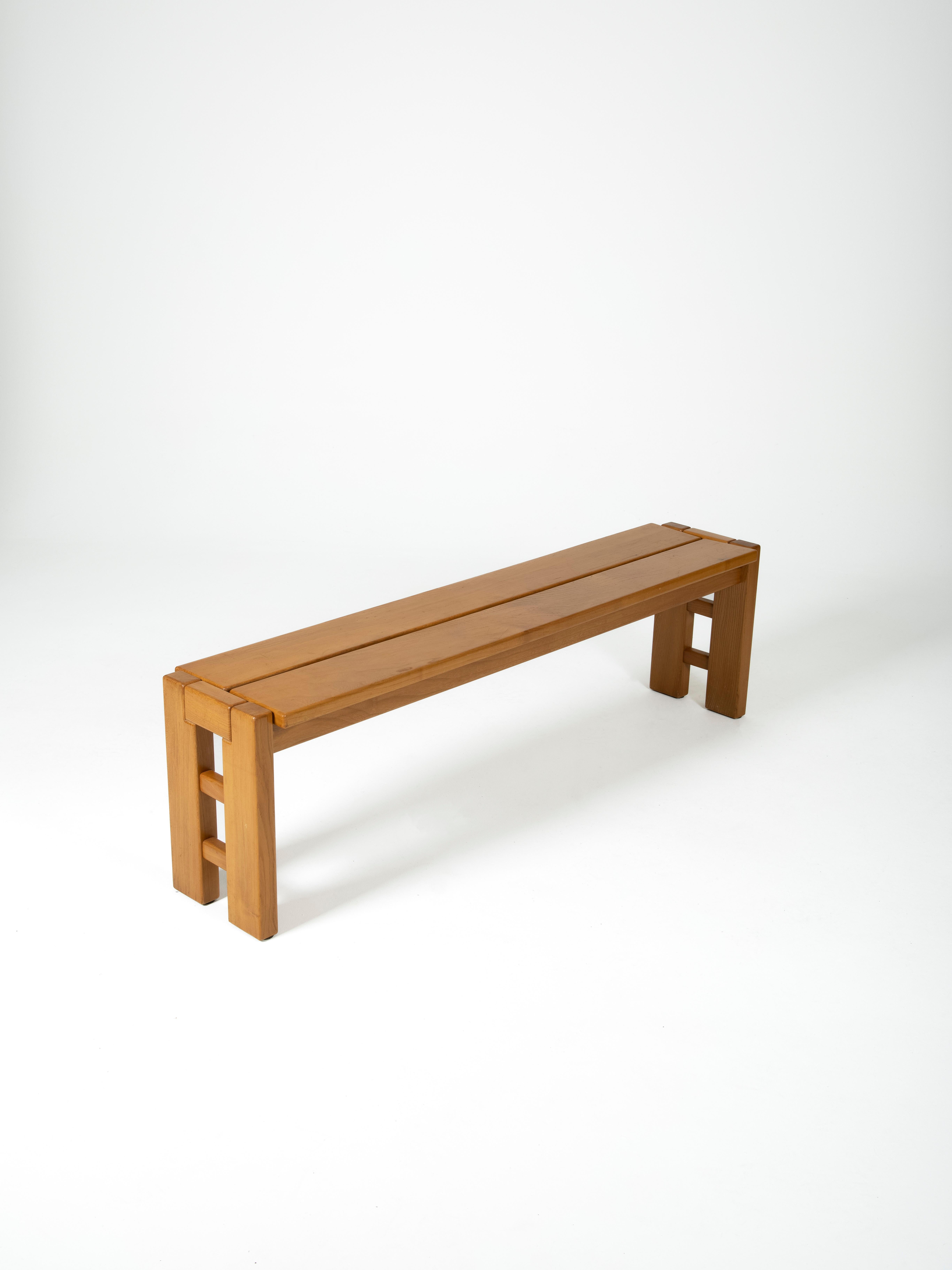French Elm Bench from Maison Regain, 1970s