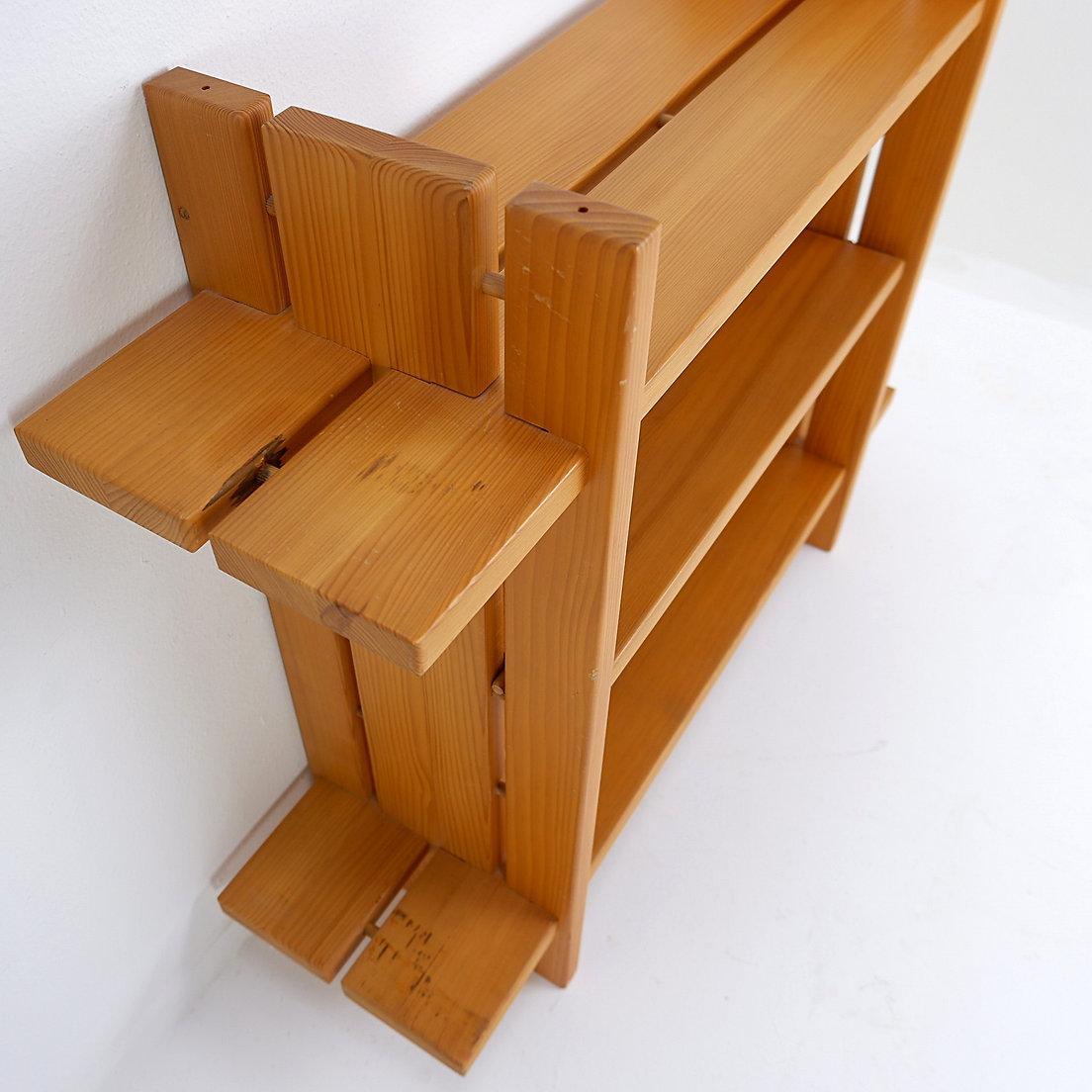 20th Century Elm Blonde Shelf attributed to Roland Haeusler for Maison Regain - 1980s