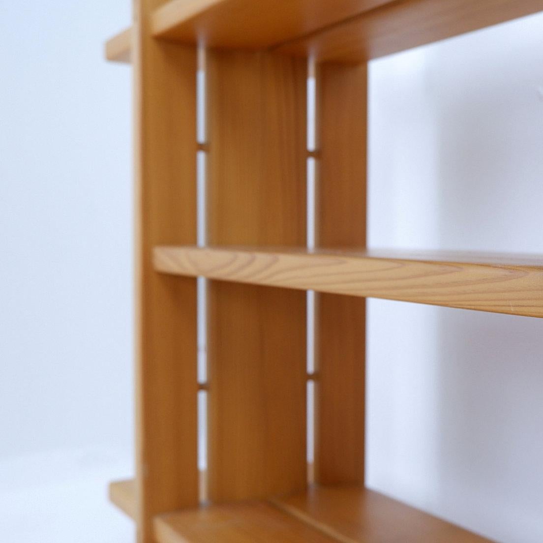 Wood Elm Blonde Shelf attributed to Roland Haeusler for Maison Regain - 1980s