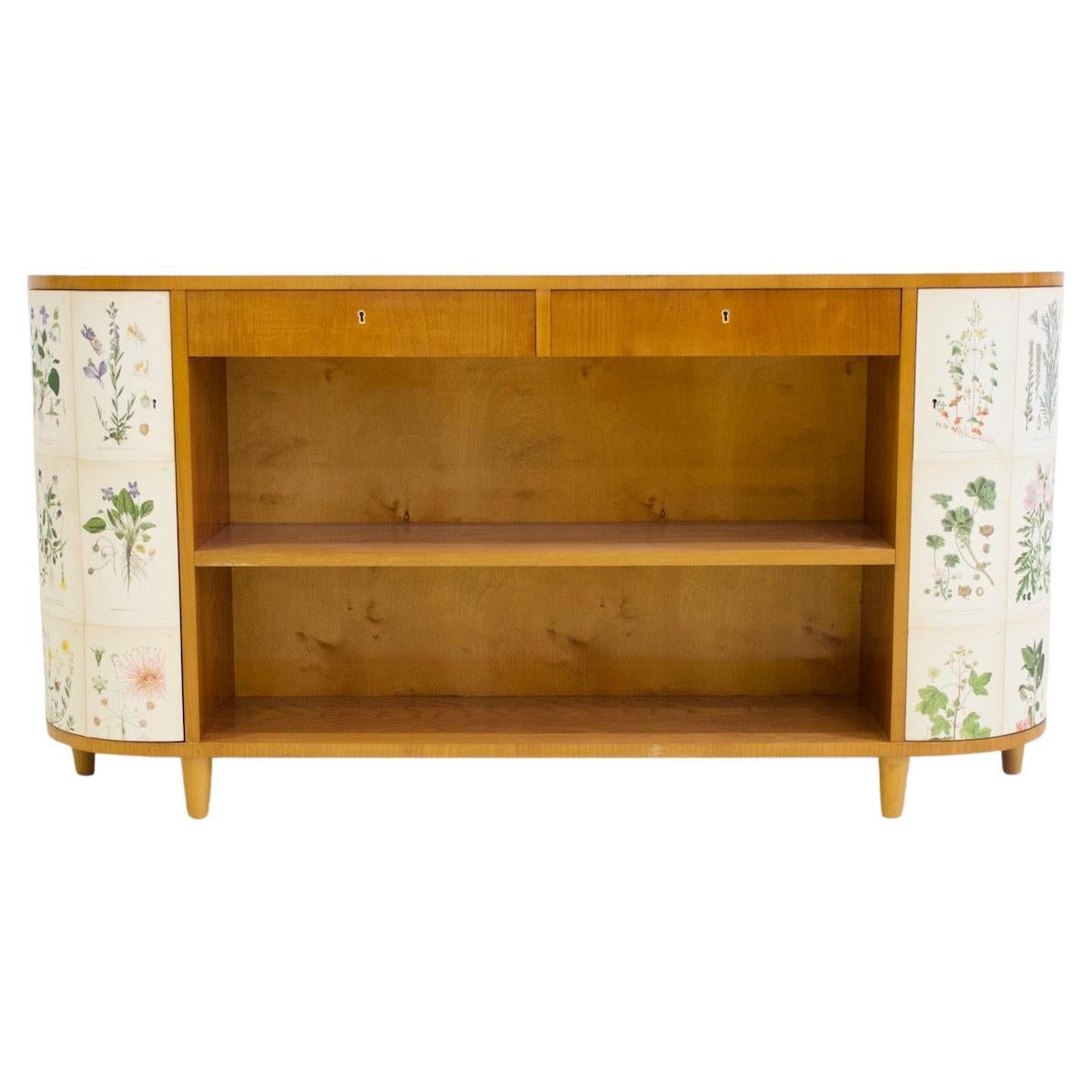 Elm Bookcase with Nordens Flora Illustrations