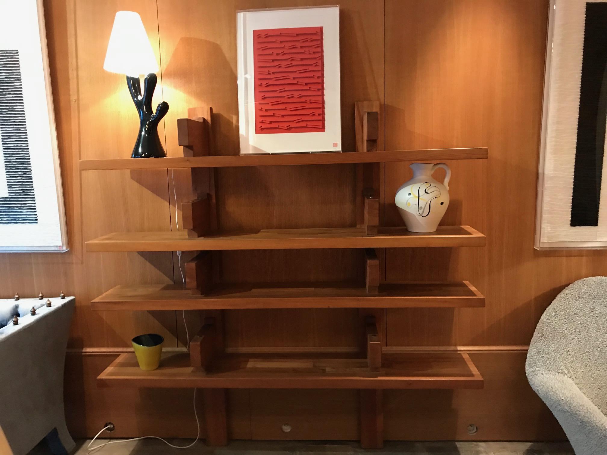 Elm Bookshelves by Pierre Chapo, Model B17a In Excellent Condition In Paris, FR