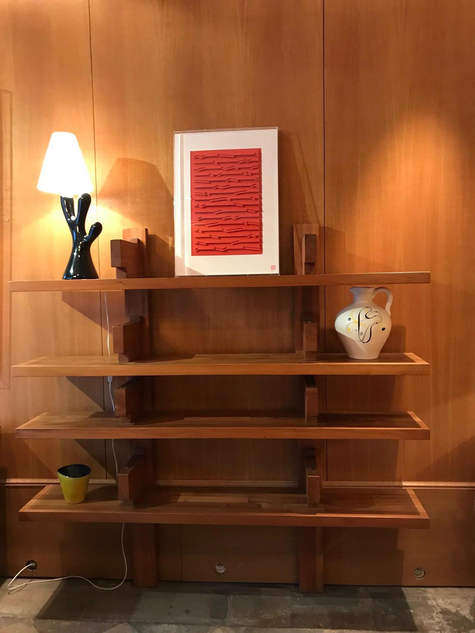 Mid-20th Century Elm Bookshelves by Pierre Chapo, Model B17a