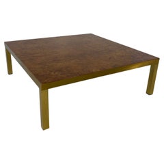 Elm Burl and Brass Italian Coffee Table, 1970s