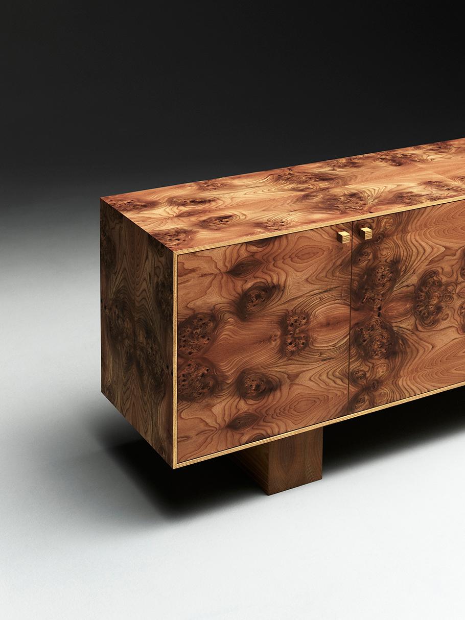 Modern Elm Burl Sideboard For Sale