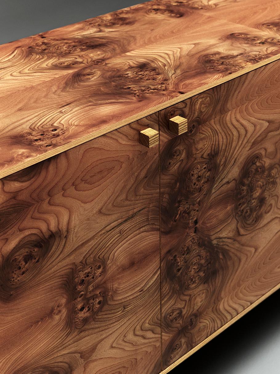 Swedish Elm Burl Sideboard For Sale