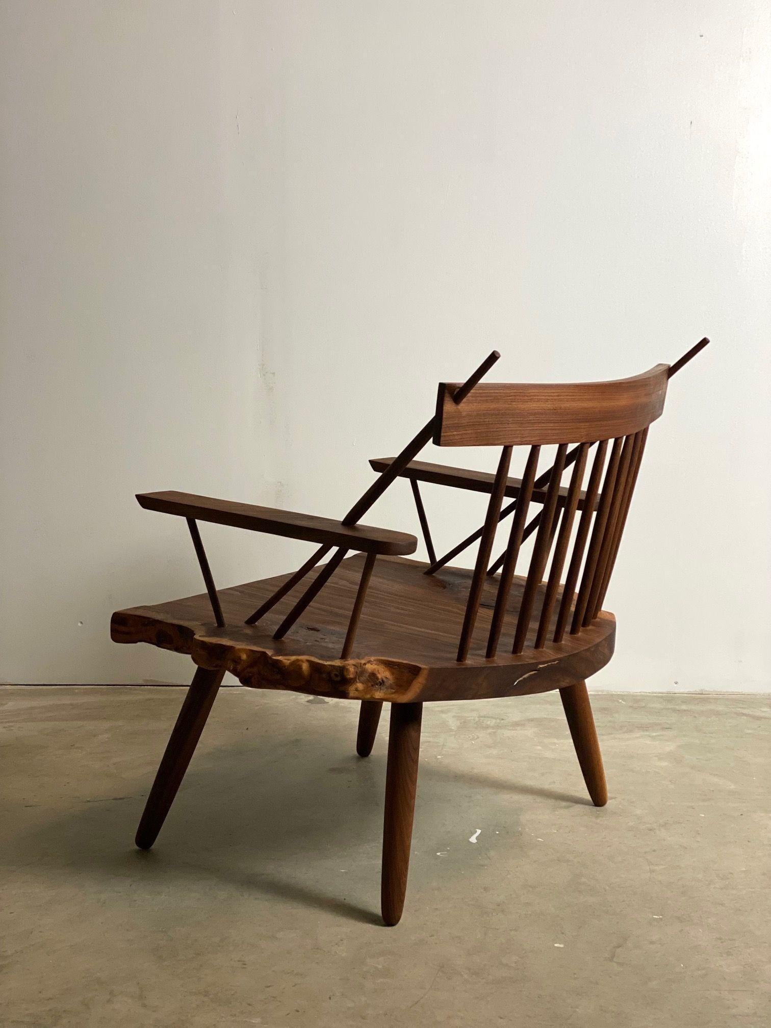 “Jux Chair” lounge chair in elm burl wood by American Craftsman Michael Rozell.