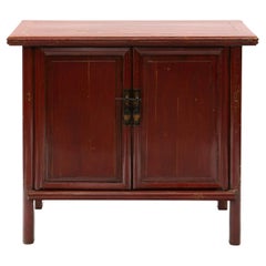 Elm Cabinet with Original Red Lacquer, China c. 1860