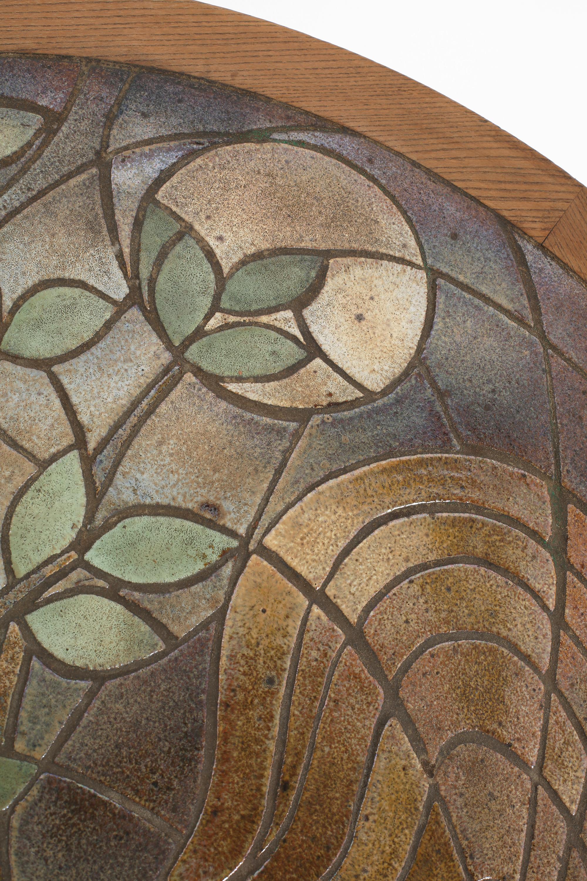 Table basse en mosaïque d'orme et de céramique en carreaux par Marie Poirier en vente 3