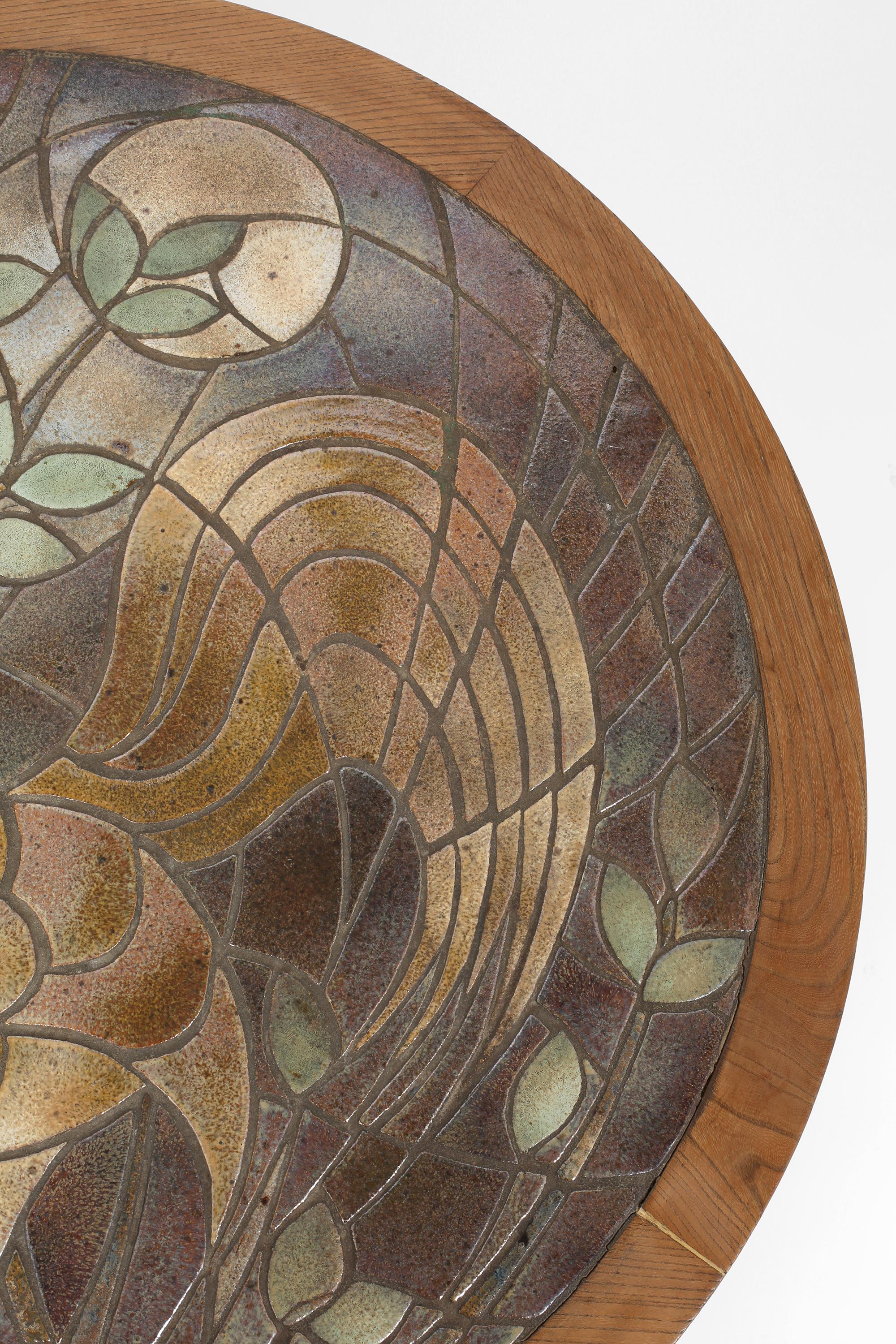 Table basse en mosaïque d'orme et de céramique en carreaux par Marie Poirier en vente 4