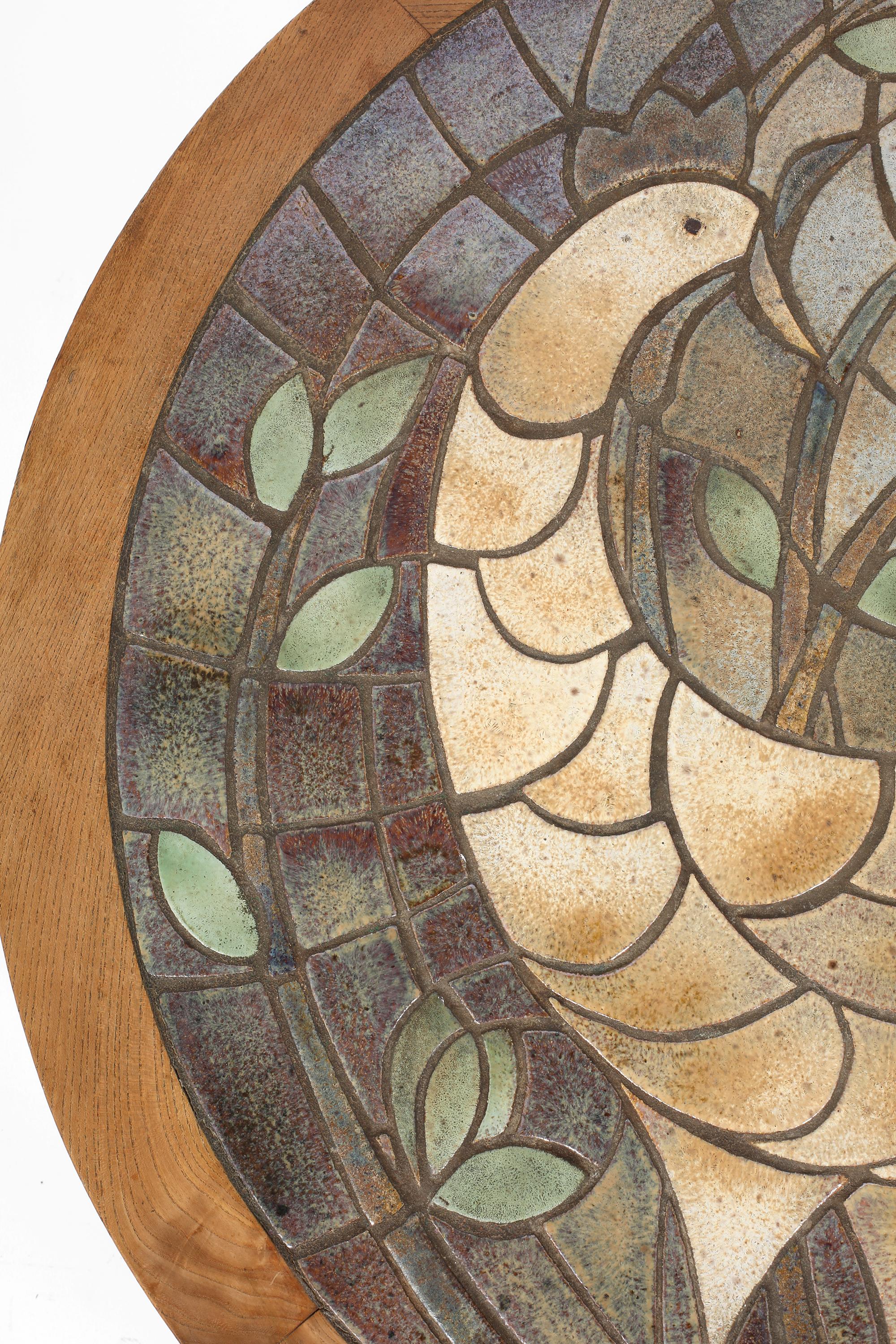 Table basse en mosaïque d'orme et de céramique en carreaux par Marie Poirier en vente 1