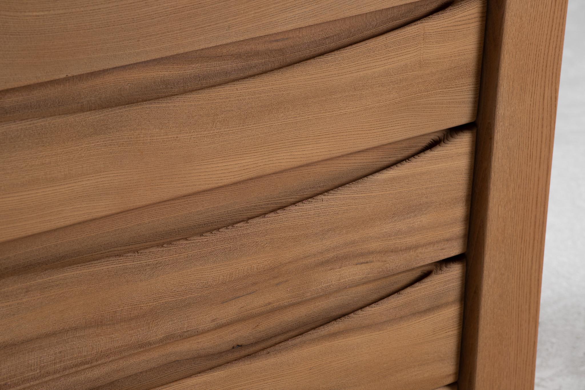 Mid-Century Modern Elm Chest of Drawers, Regain, France, 1980s For Sale