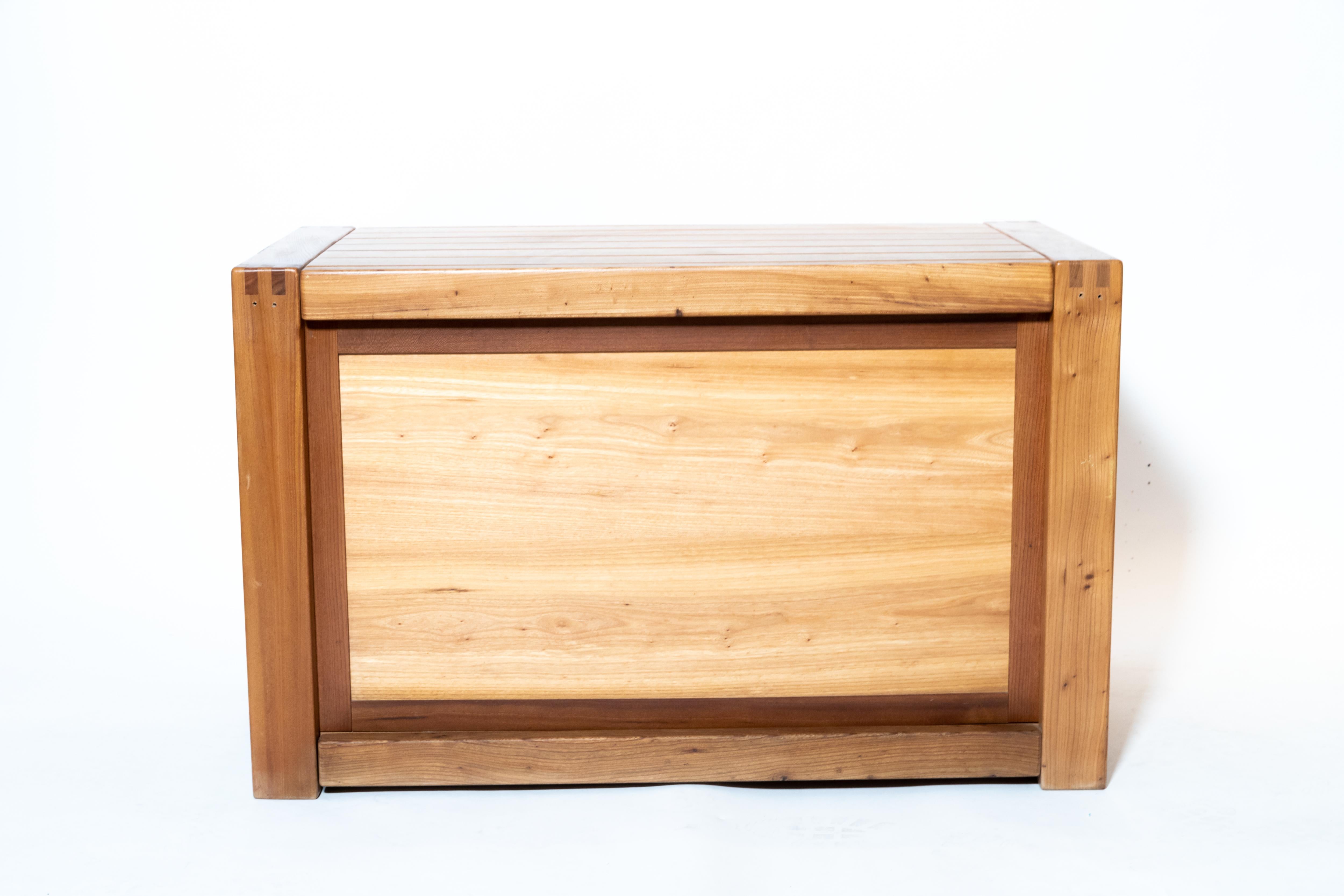 Wood Elm Chest / Sideboard by Pierre Chapo, France, circa 1970s For Sale