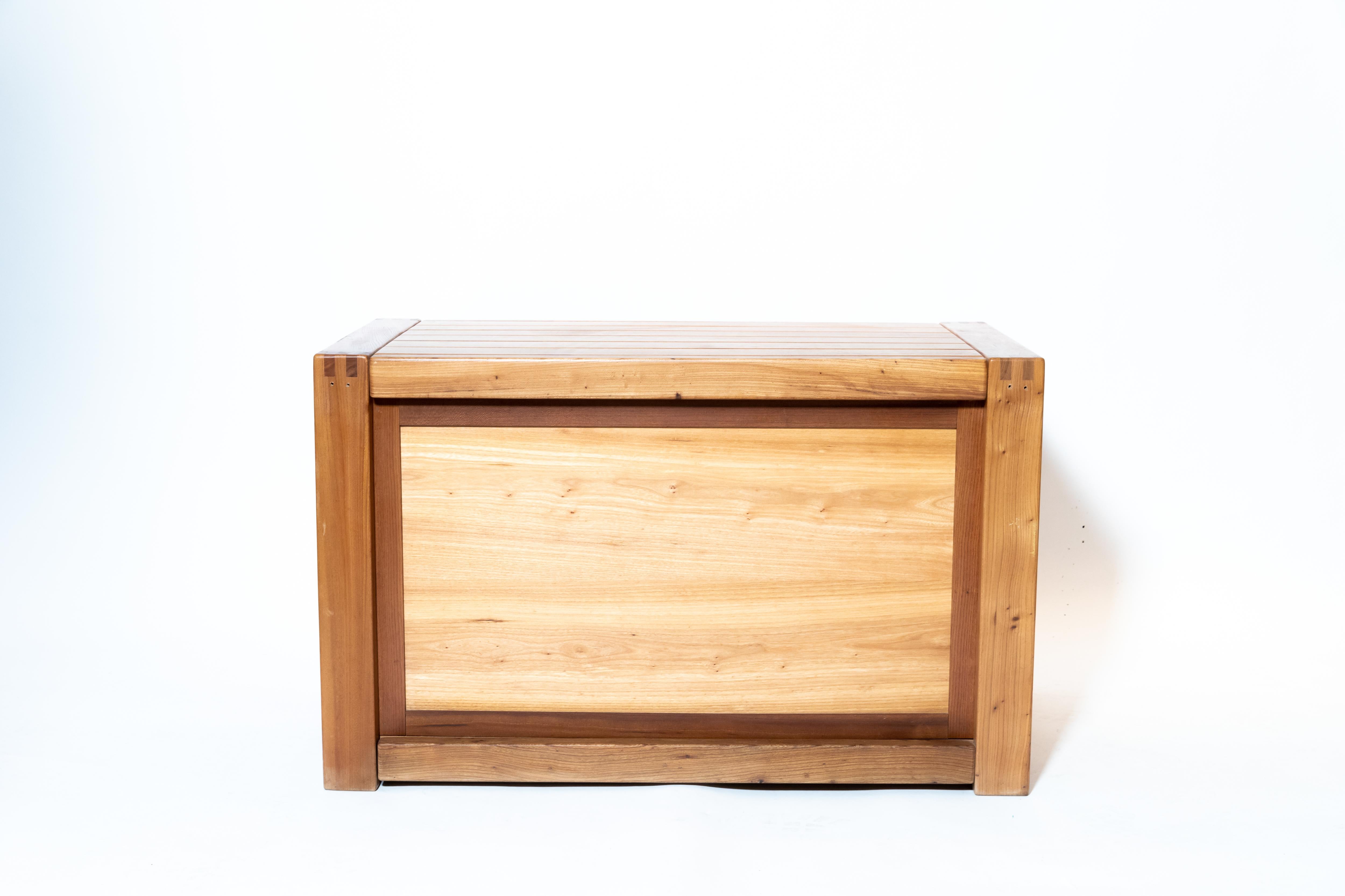 Elm Chest / Sideboard by Pierre Chapo, France, circa 1970s For Sale 1