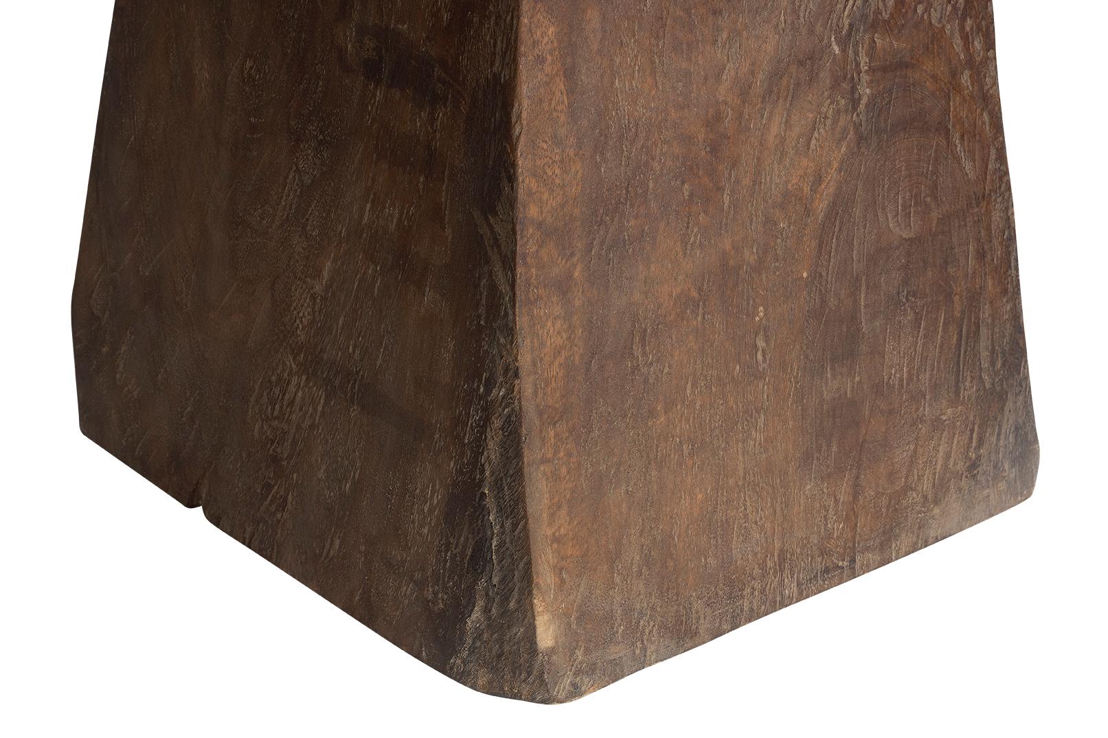Elm Console Table with Geometric Double Pedestal Base In Good Condition For Sale In Dallas, TX