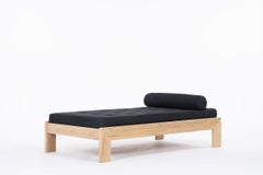 Elm Daybed with Black Linen, 1980