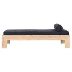 Elm Daybed with Black Linen, 1980