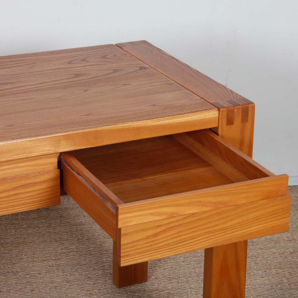 Elm desk produced by Maison Regain, 1980s For Sale 1
