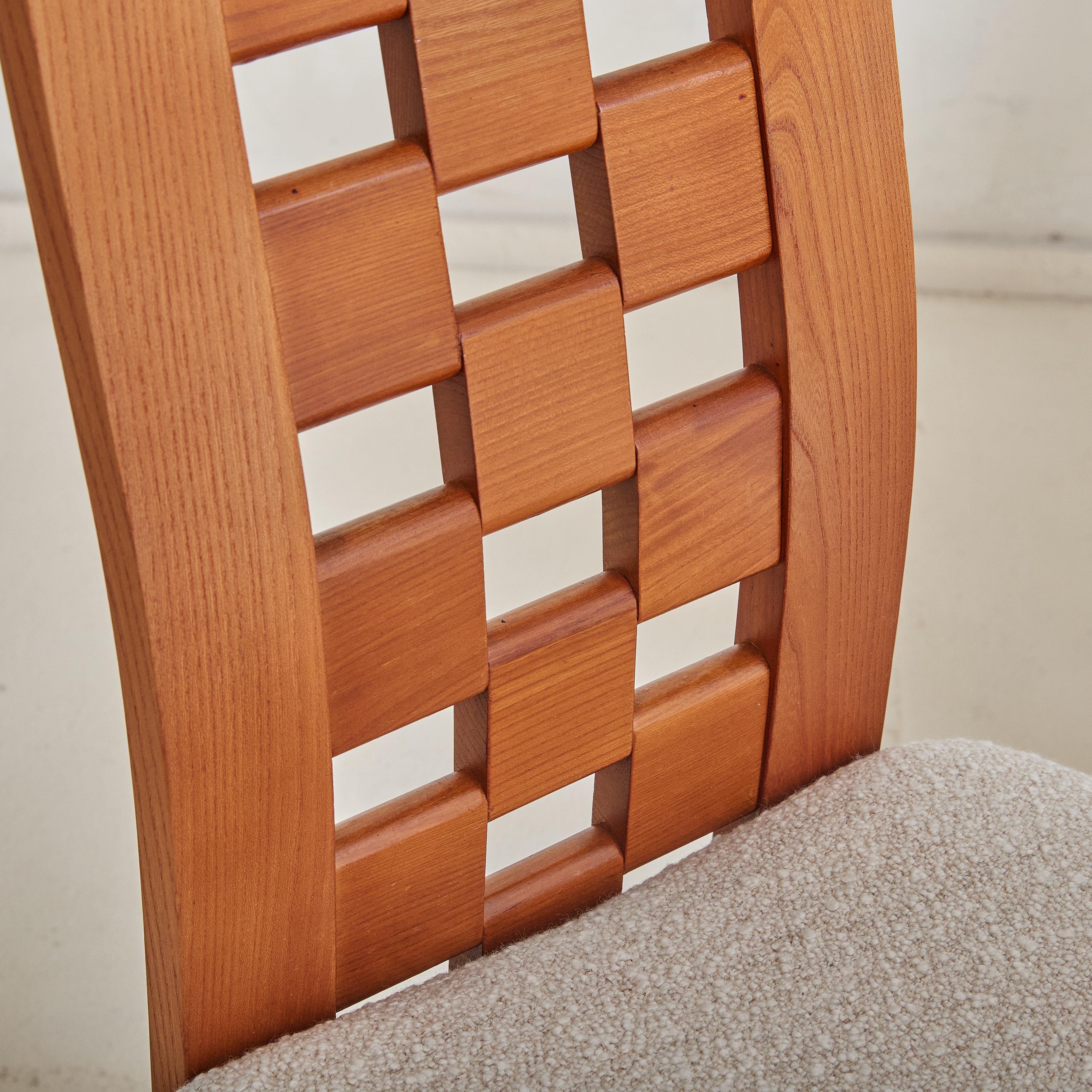 Elm Dining Chair Attributed to Maison Regain, 1970s - 8 Available Francés en venta