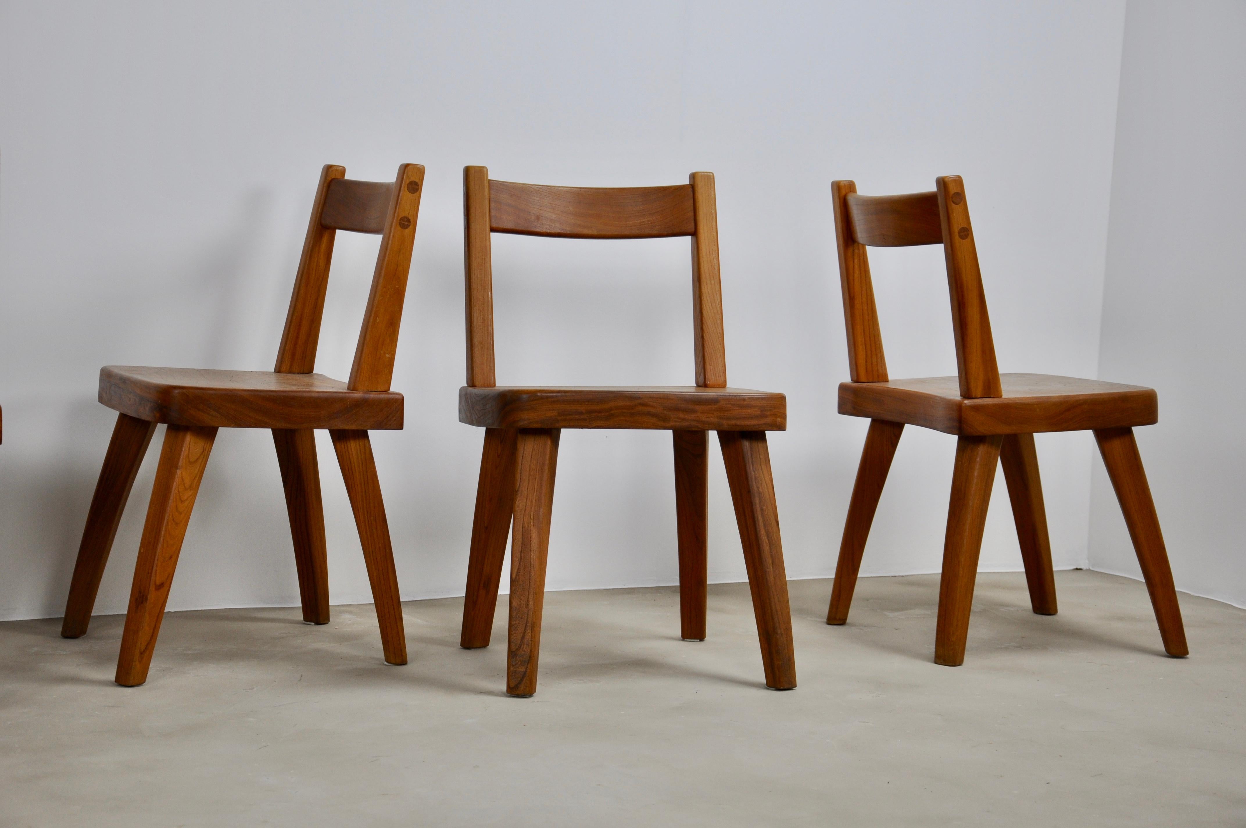 Elm Dining Table and Six Elm Chairs, 1960s 5