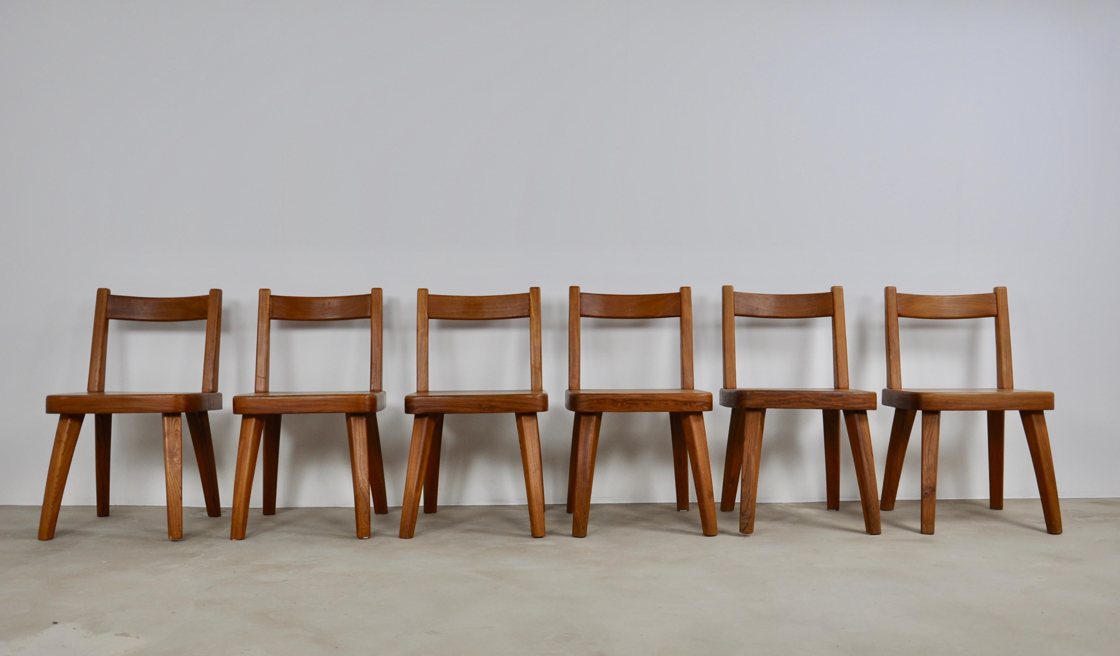 Elm Dining Table and Six Elm Chairs, 1960s 6