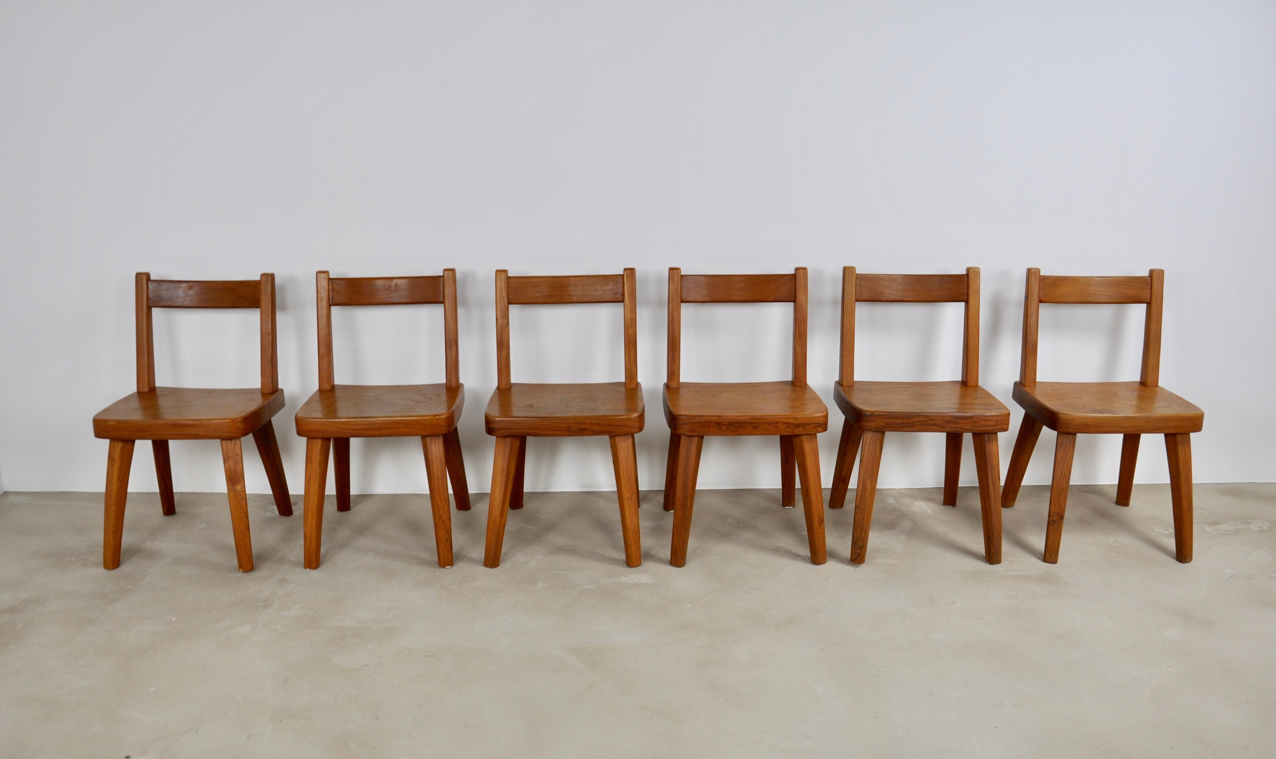 Elm Dining Table and Six Elm Chairs, 1960s 7