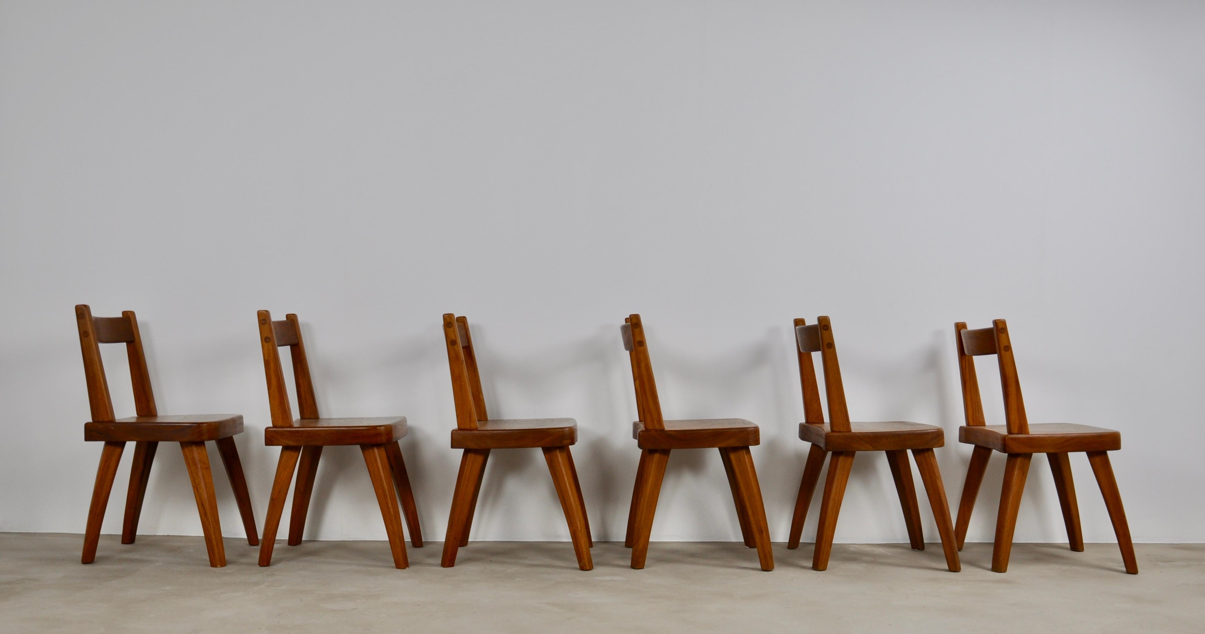 Elm Dining Table and Six Elm Chairs, 1960s 8