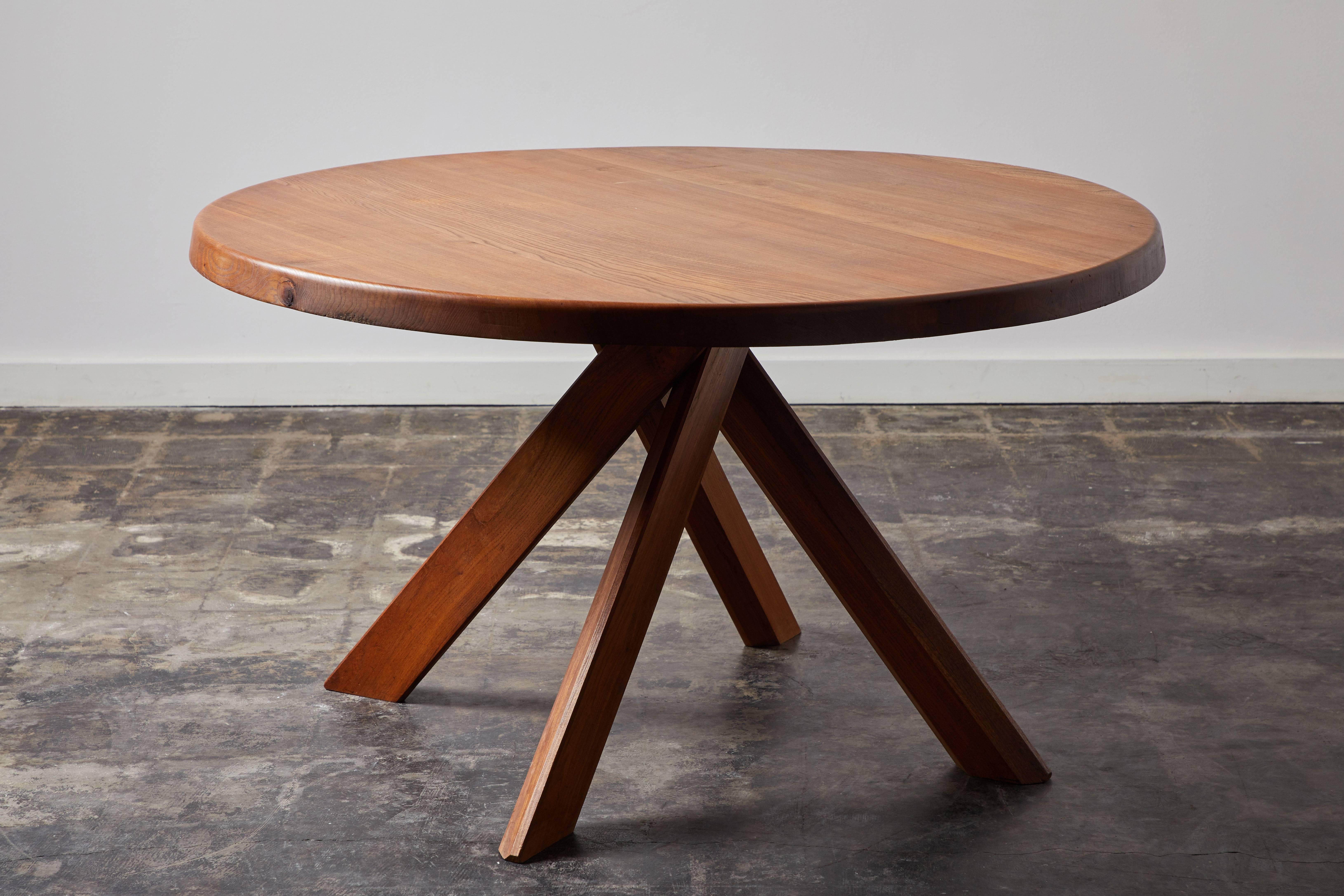 French Elm Dining Table by Pierre Chapo