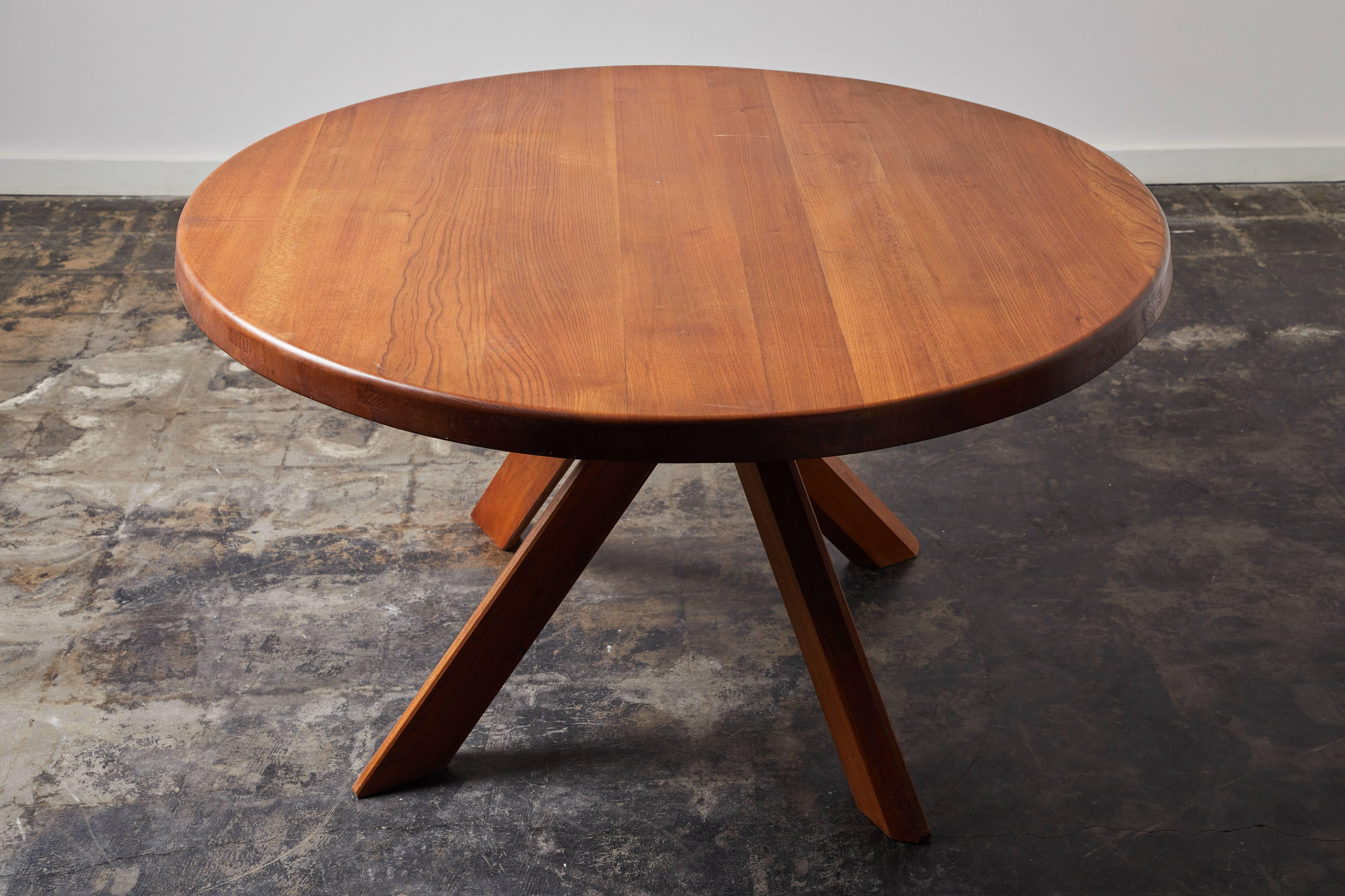Mid-20th Century Elm Dining Table by Pierre Chapo
