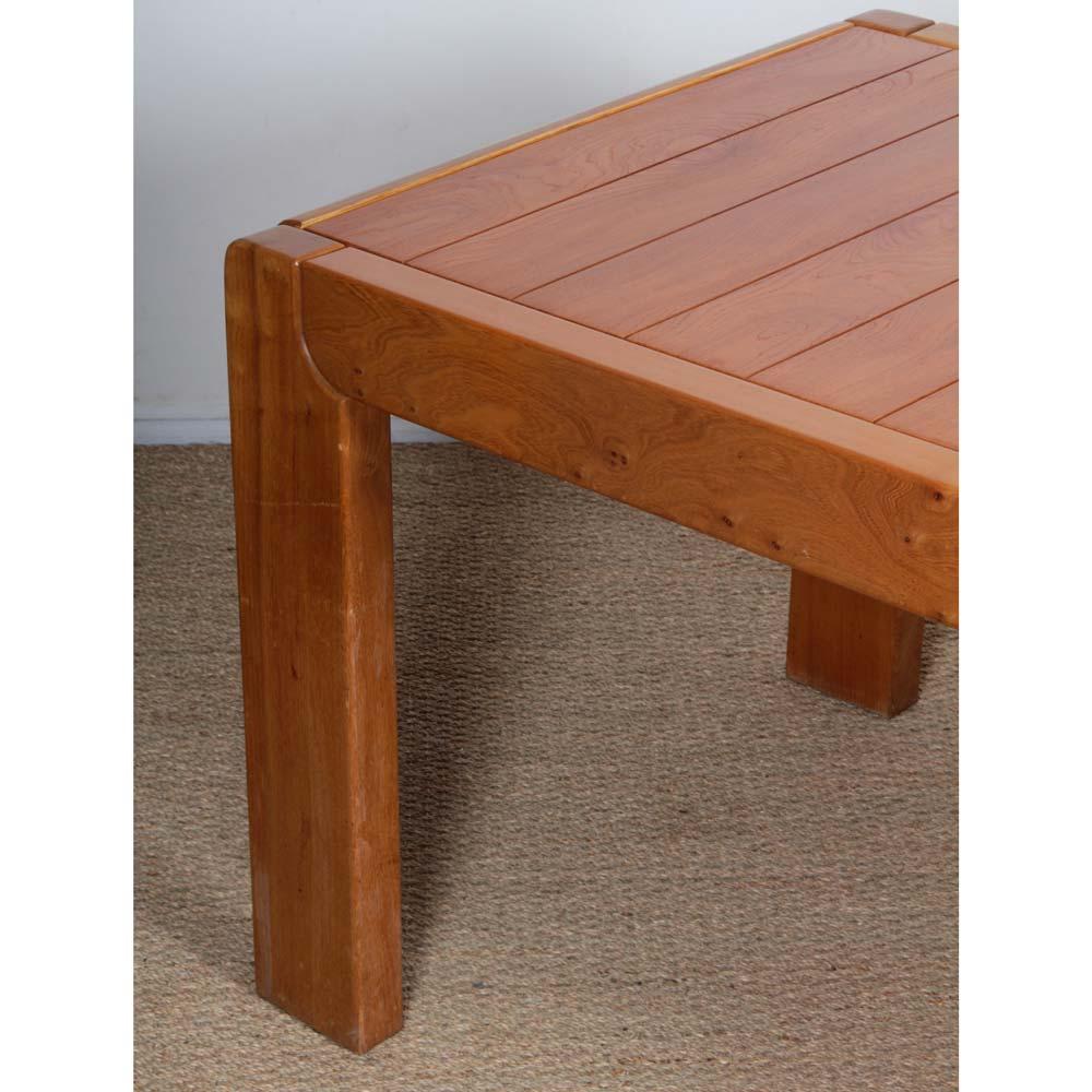 Elm dining table for Maison Regain, 1970s For Sale 3