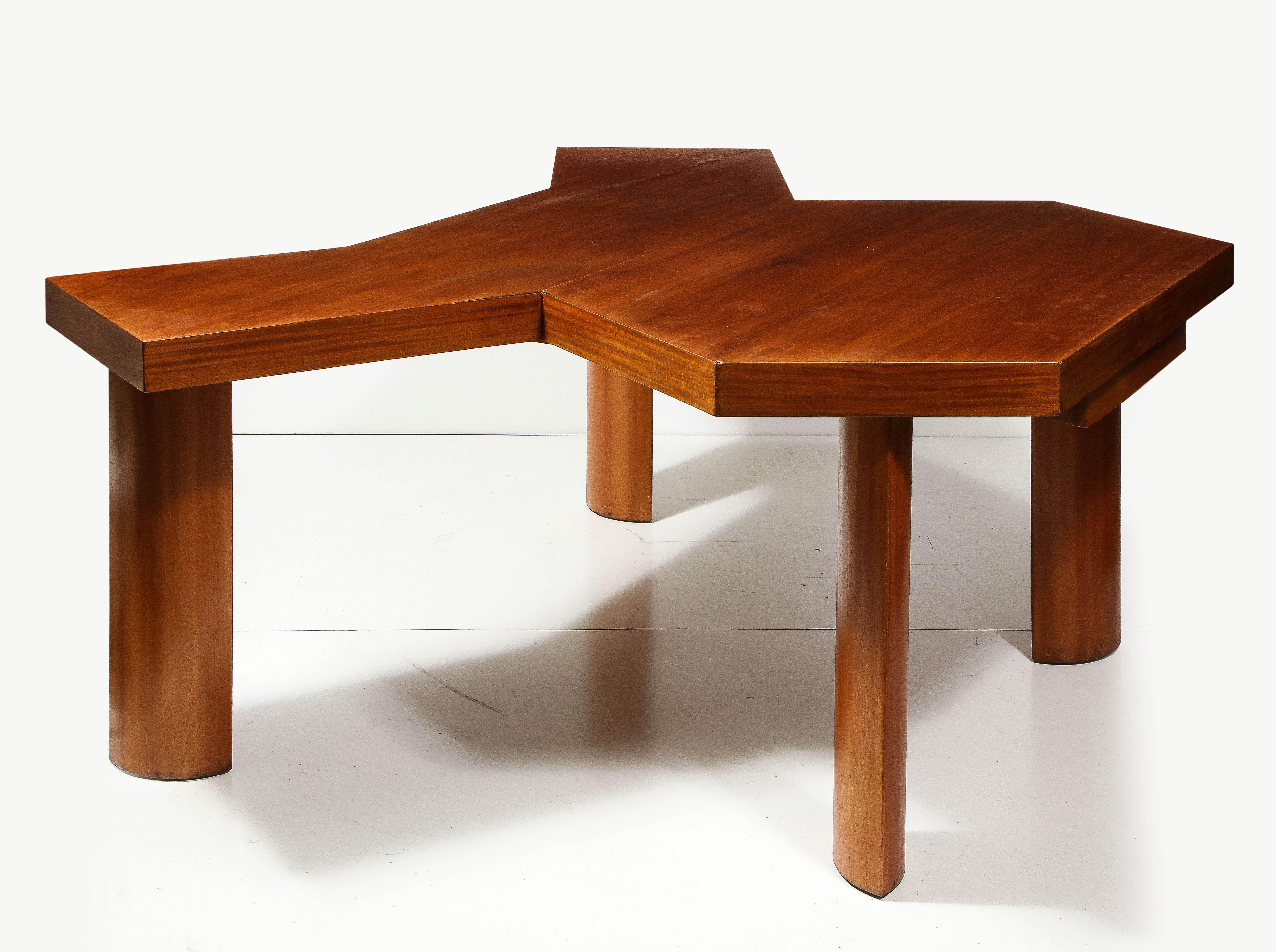 Elm Double Desk in the Manner of Charlotte Perriand, France, circa 1940 For Sale 7