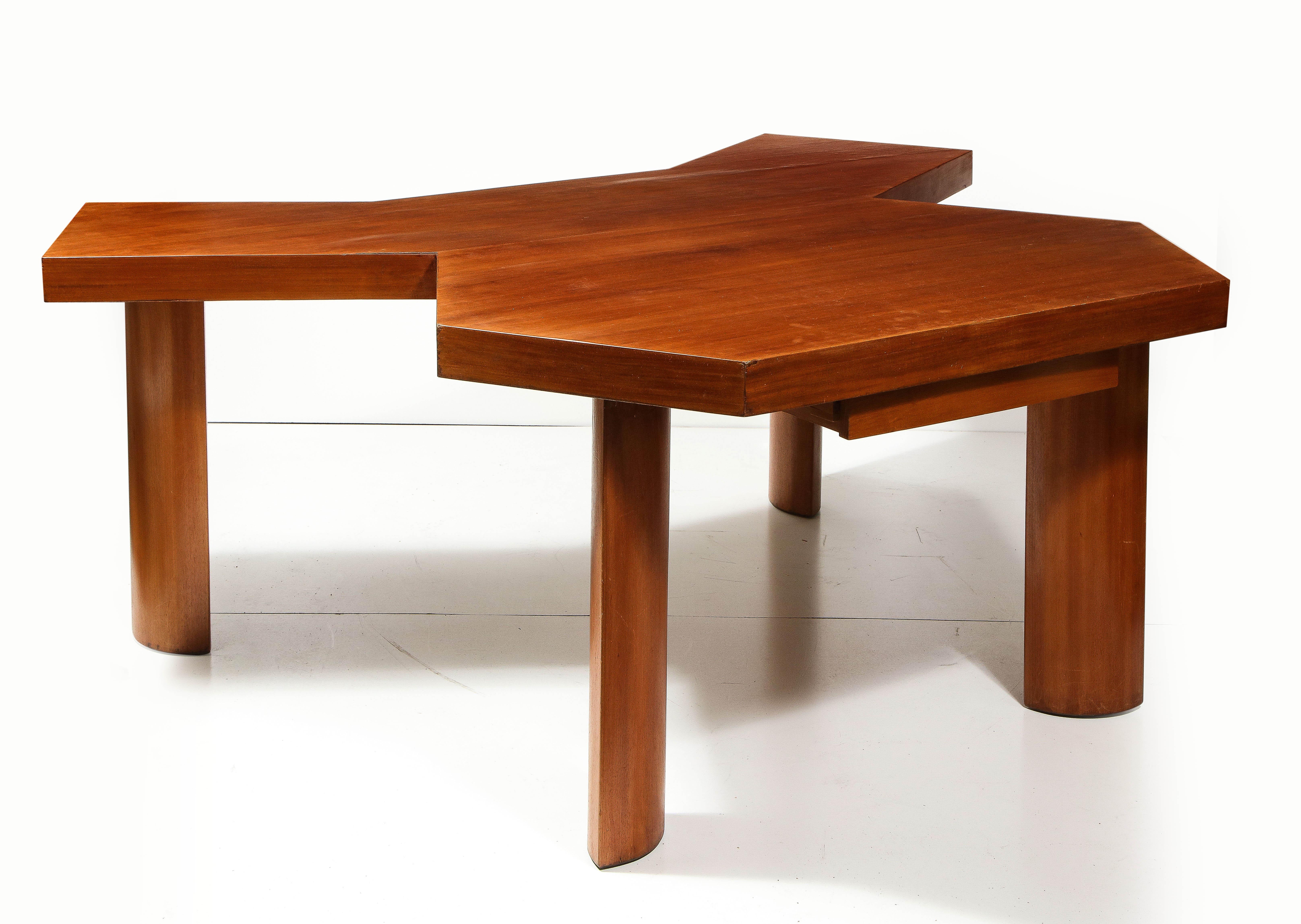 Elm Double Desk in the Manner of Charlotte Perriand, France, circa 1940 For Sale 8