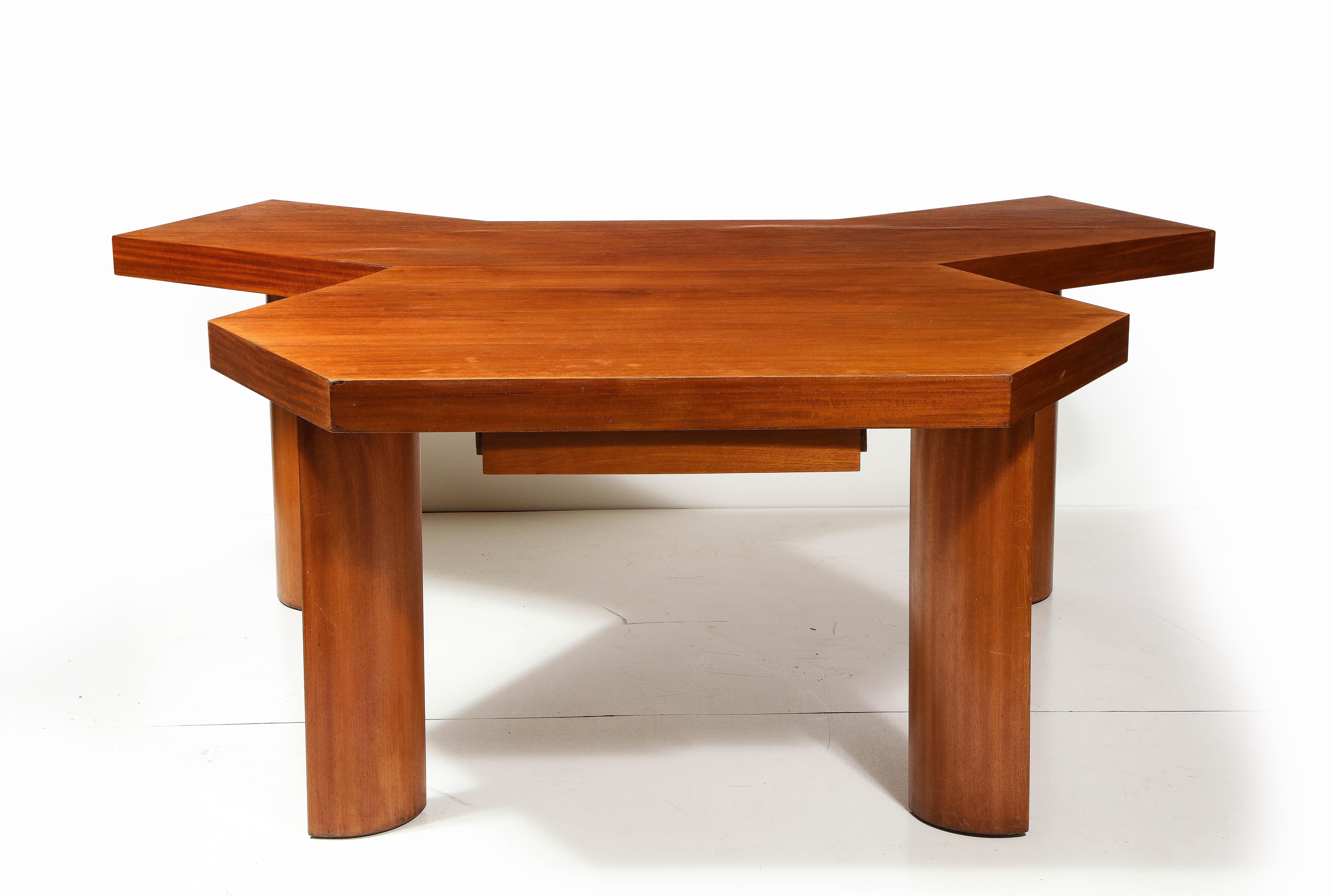 Elm Double Desk in the Manner of Charlotte Perriand, France, circa 1940 For Sale 9