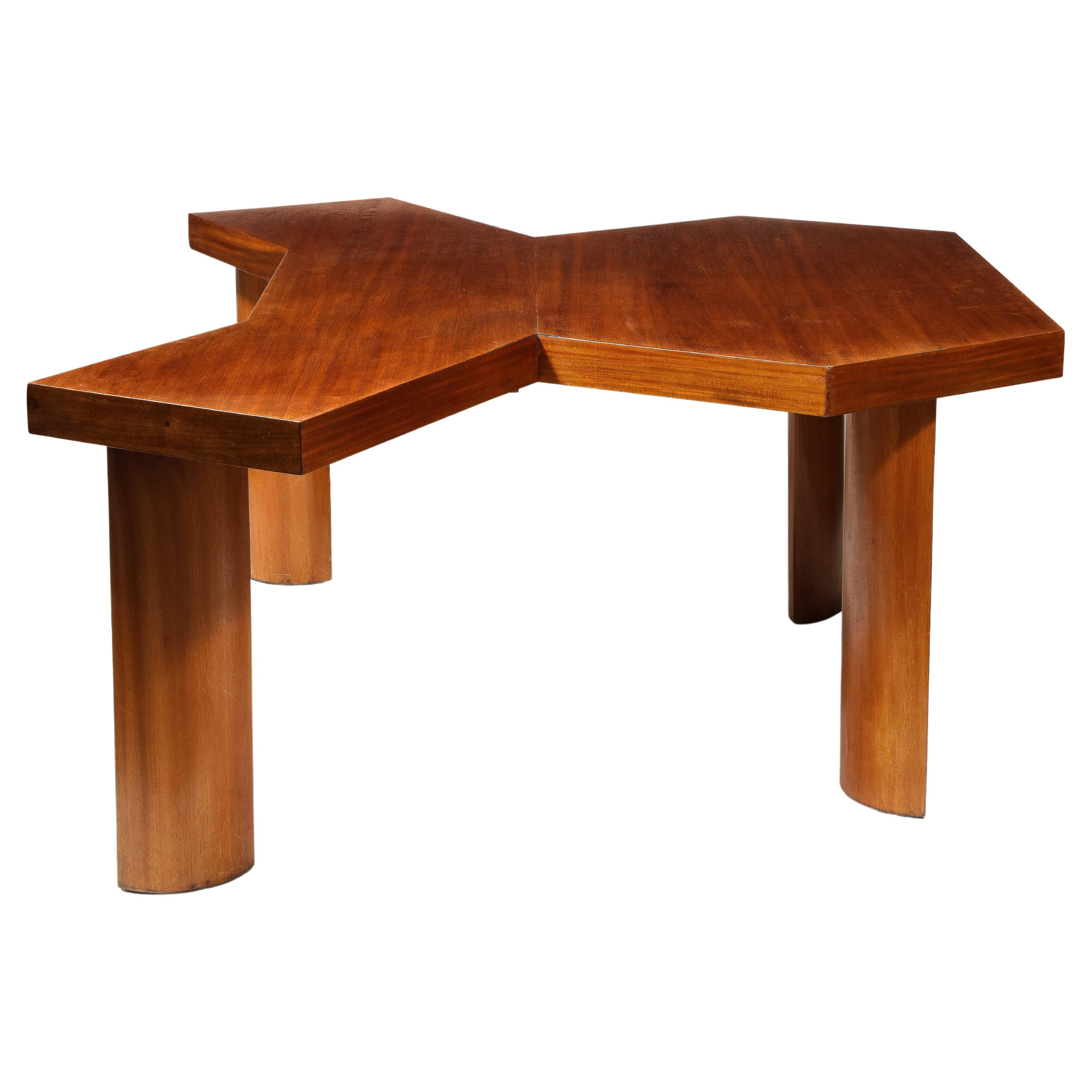 Elm Double Desk in the Manner of Charlotte Perriand, France, circa 1940 For Sale