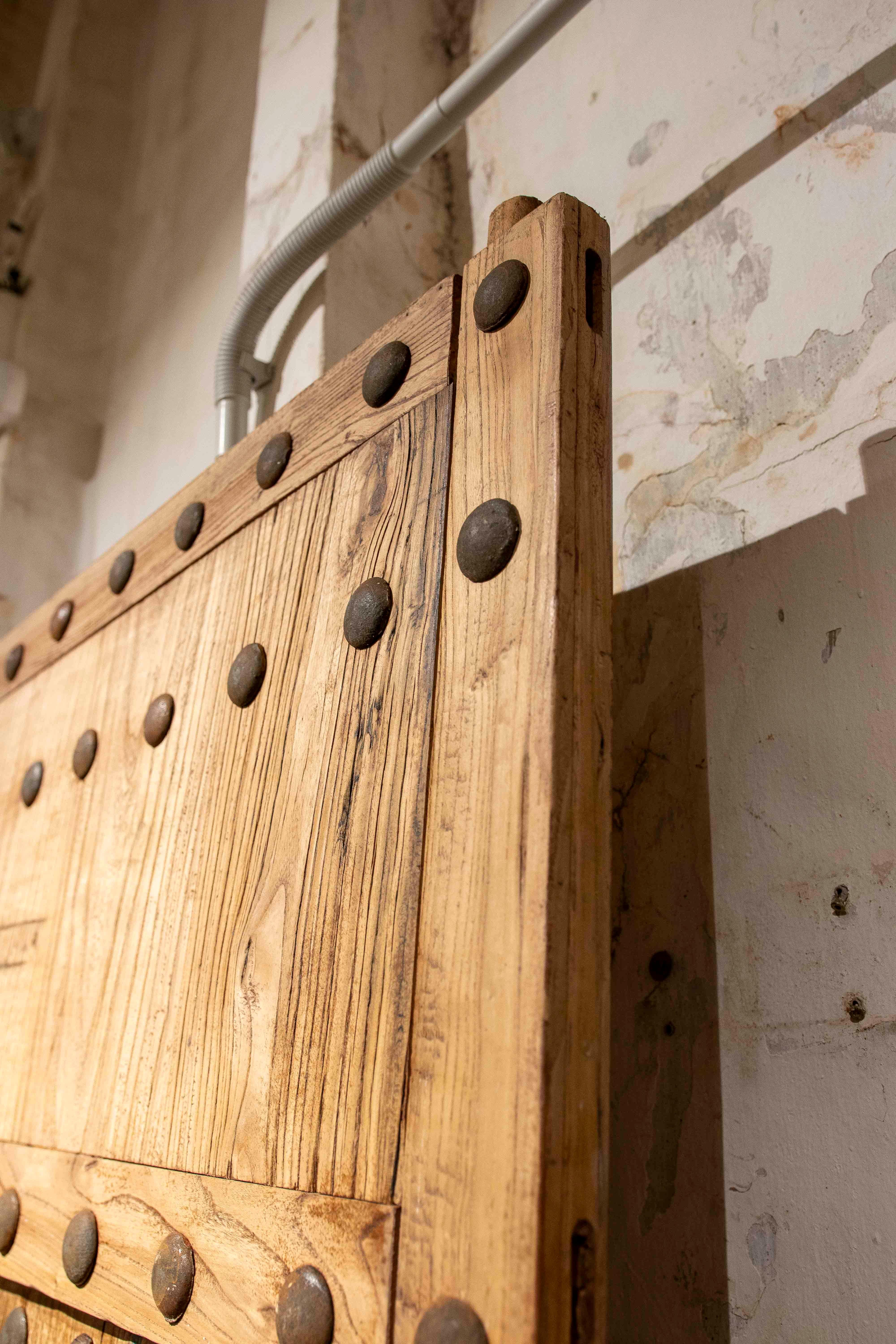 Elm Entrance Door in its Natural Colour with Iron Nails 6