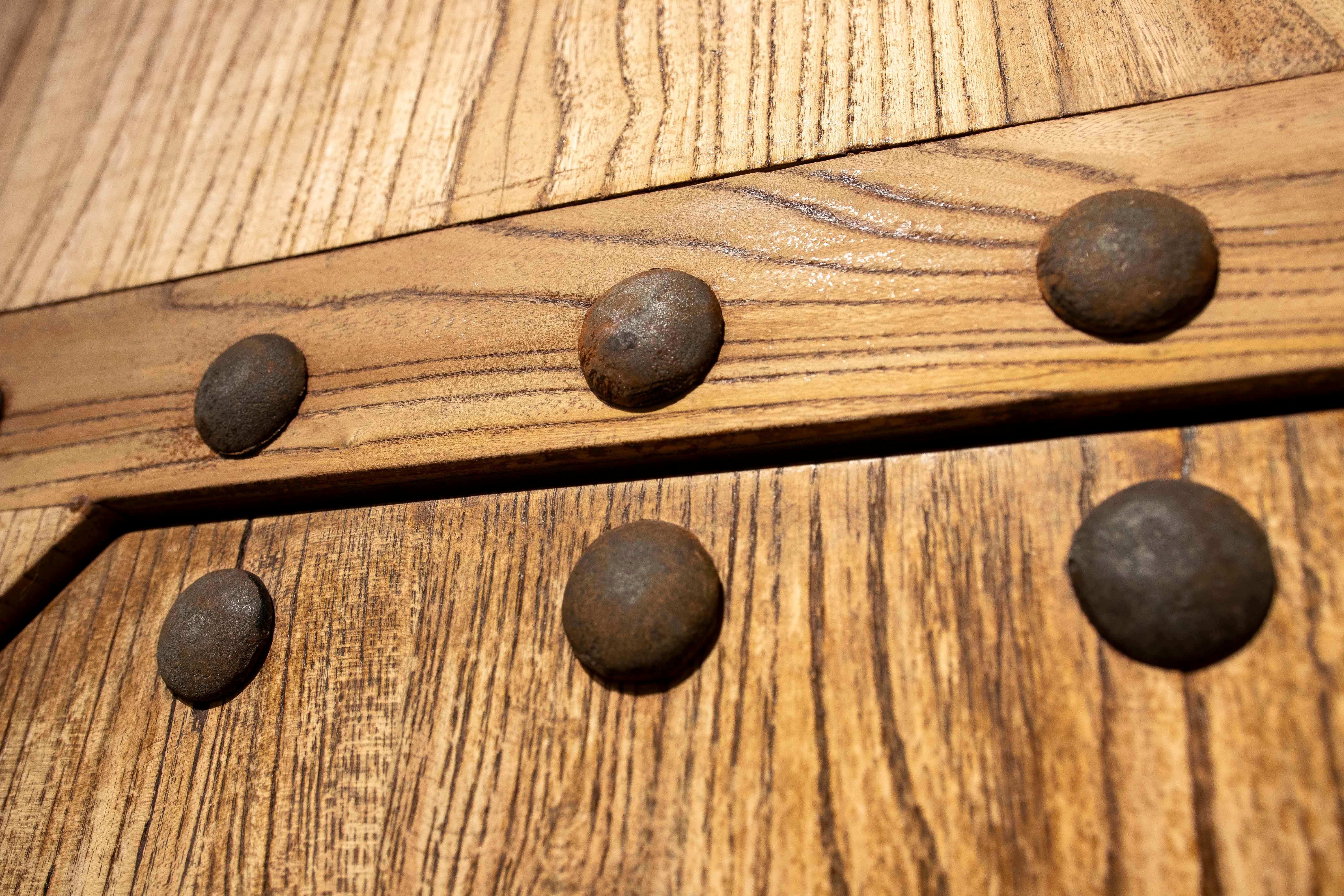 Elm Entrance Door in its Natural Colour with Iron Nails 14