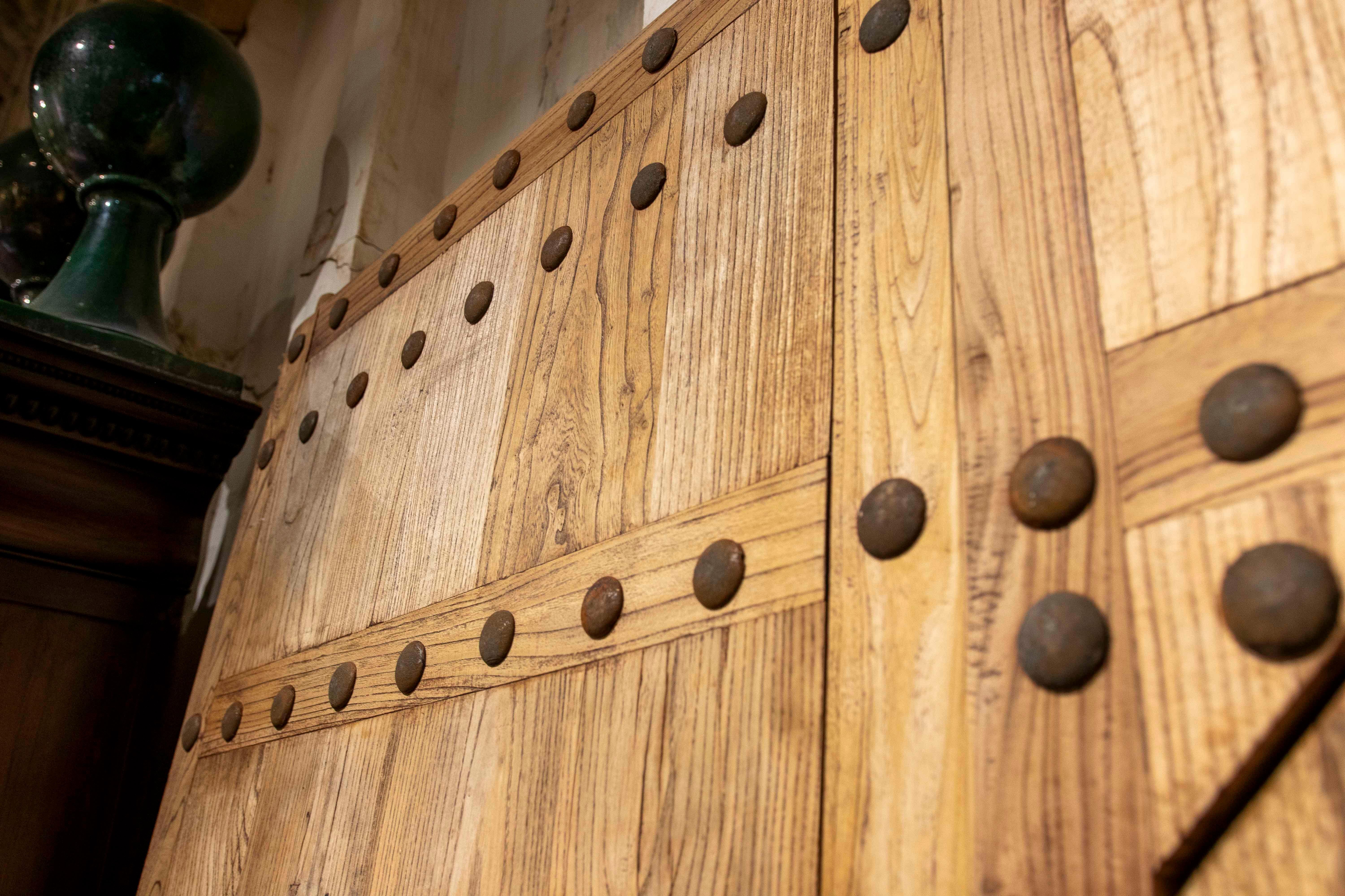 Elm Entrance Door in its Natural Colour with Iron Nails 15