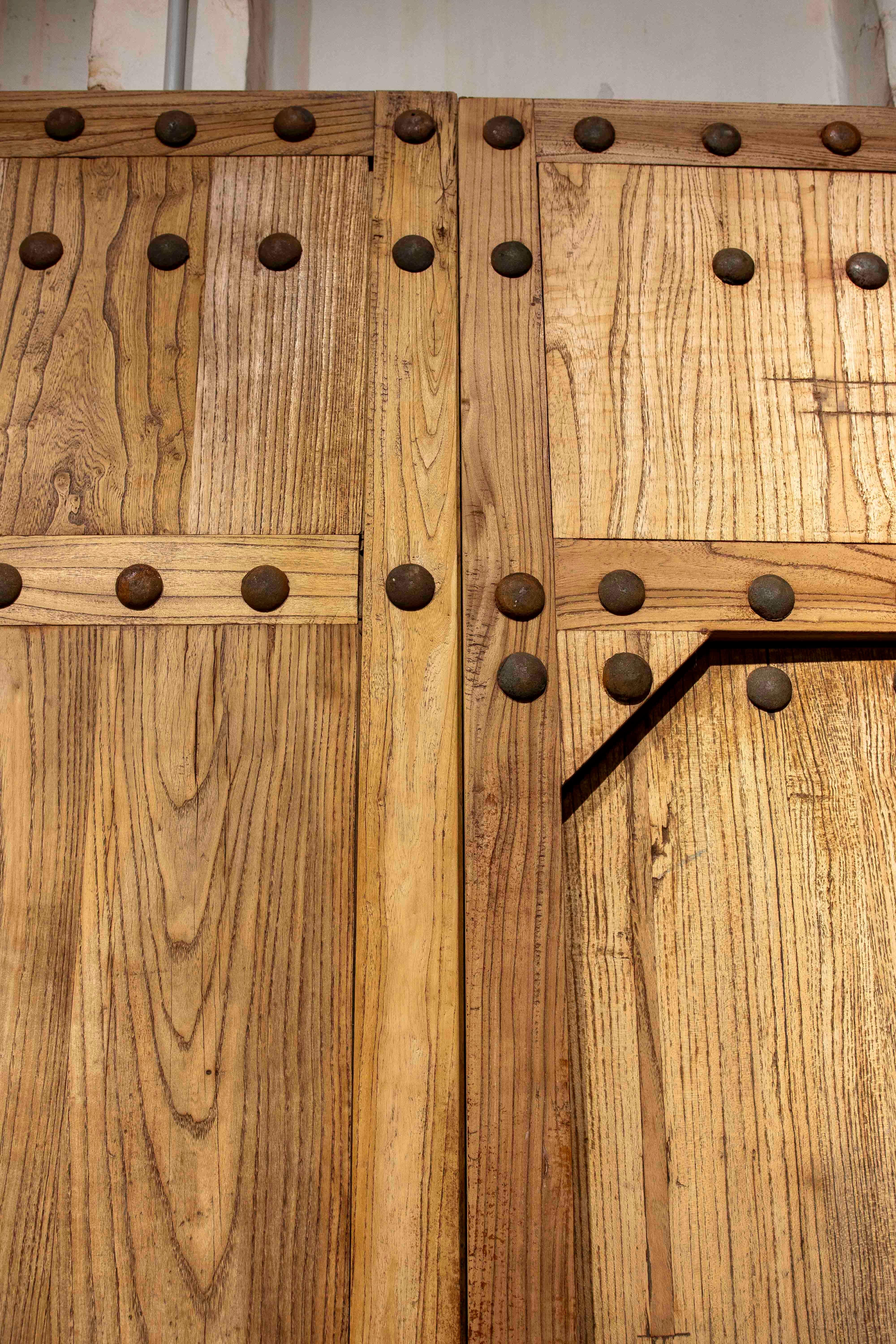 Elm Entrance Door in its Natural Colour with Iron Nails 1