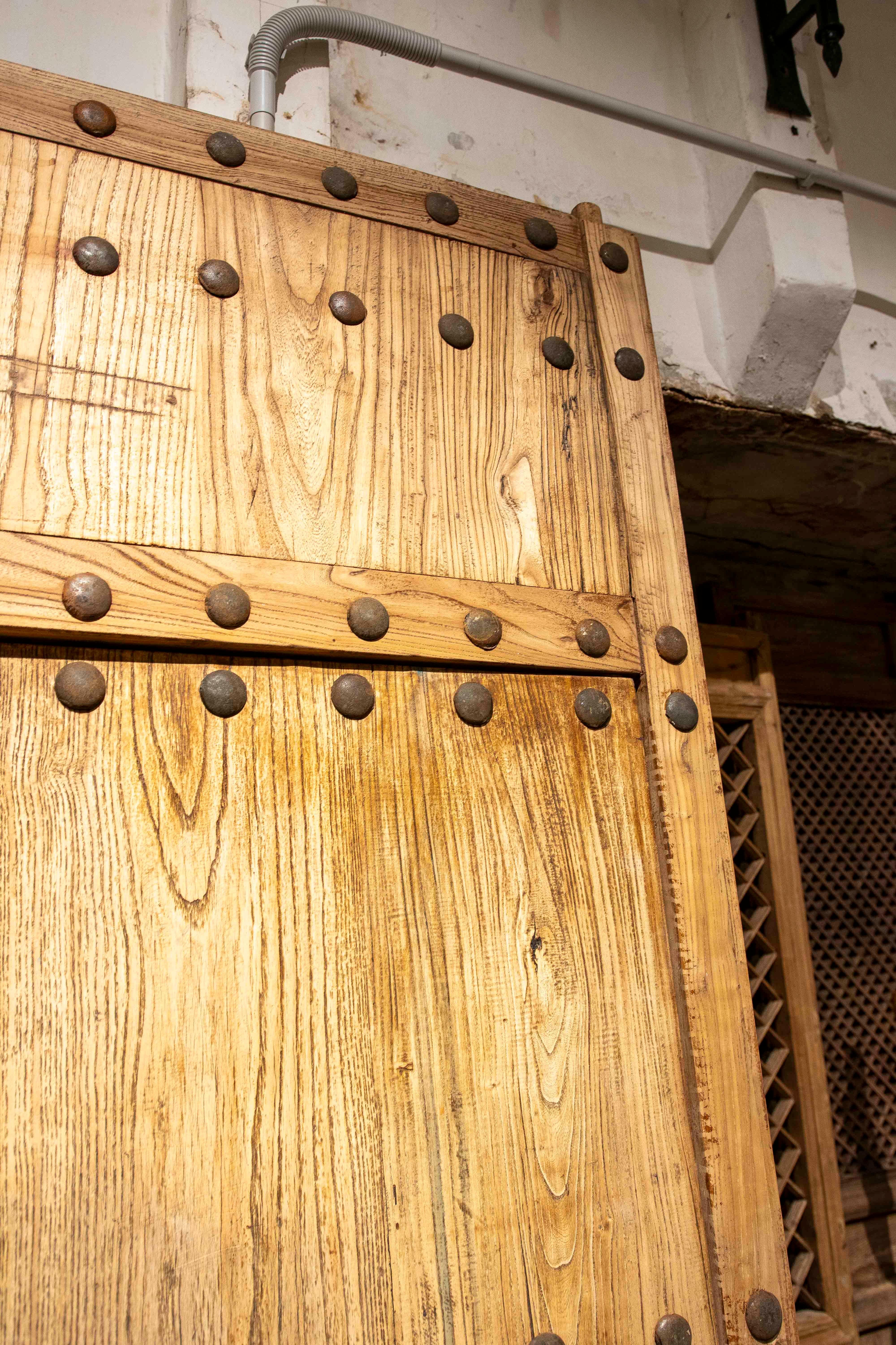 Elm Entrance Door in its Natural Colour with Iron Nails 2