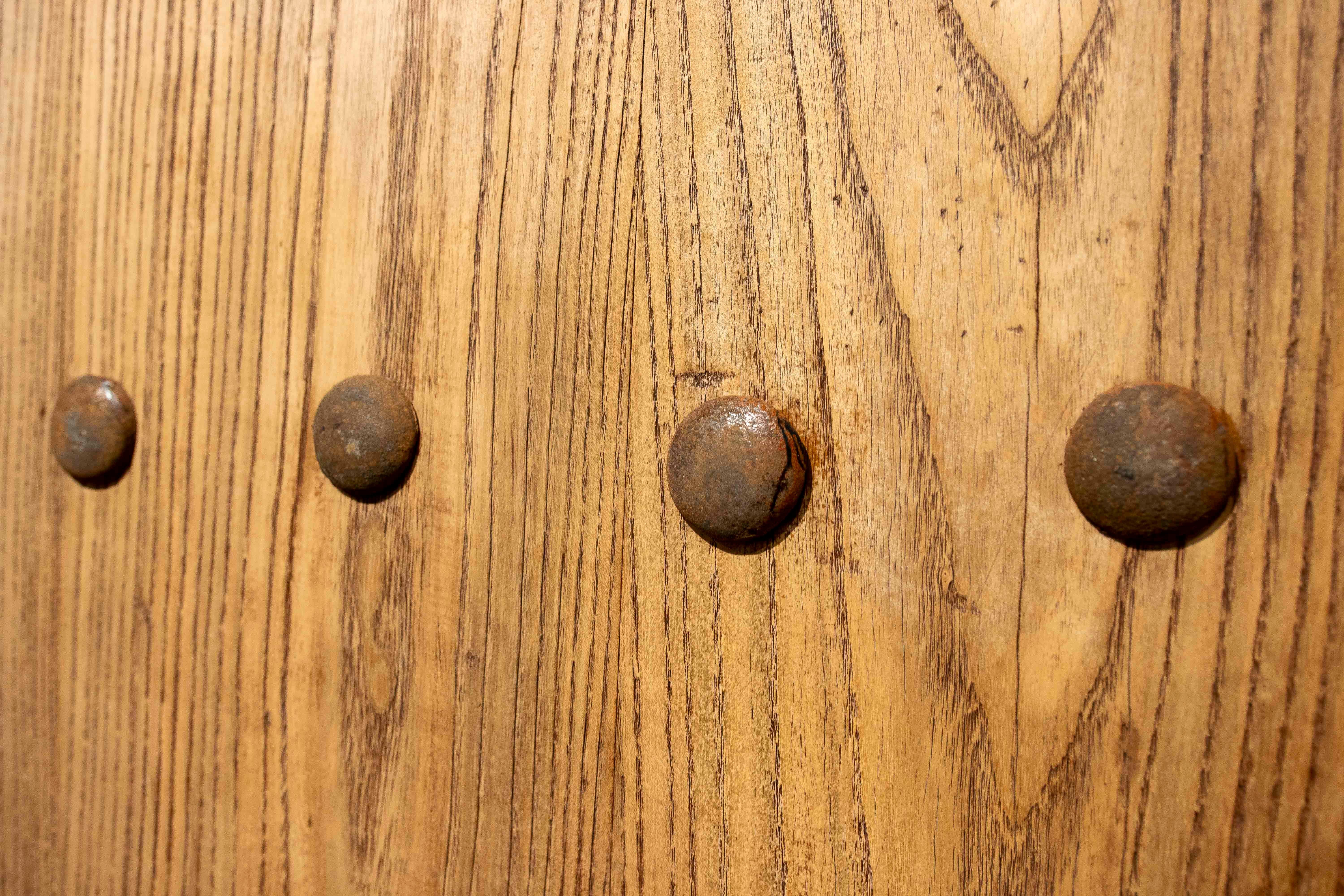 Elm Entrance Door in its Natural Colour with Iron Nails 5