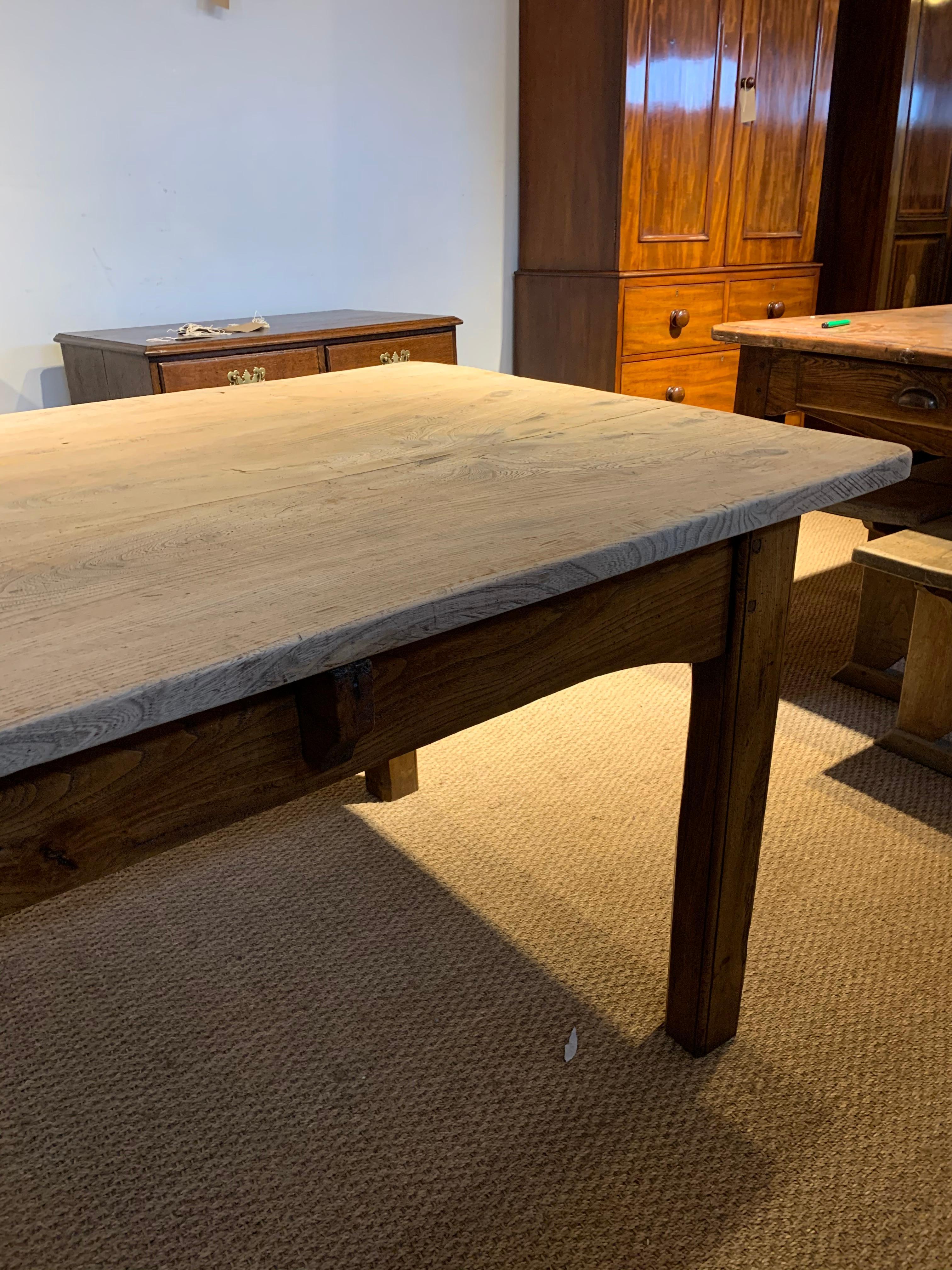 Mid-19th Century Elm Farmhouse Table For Sale