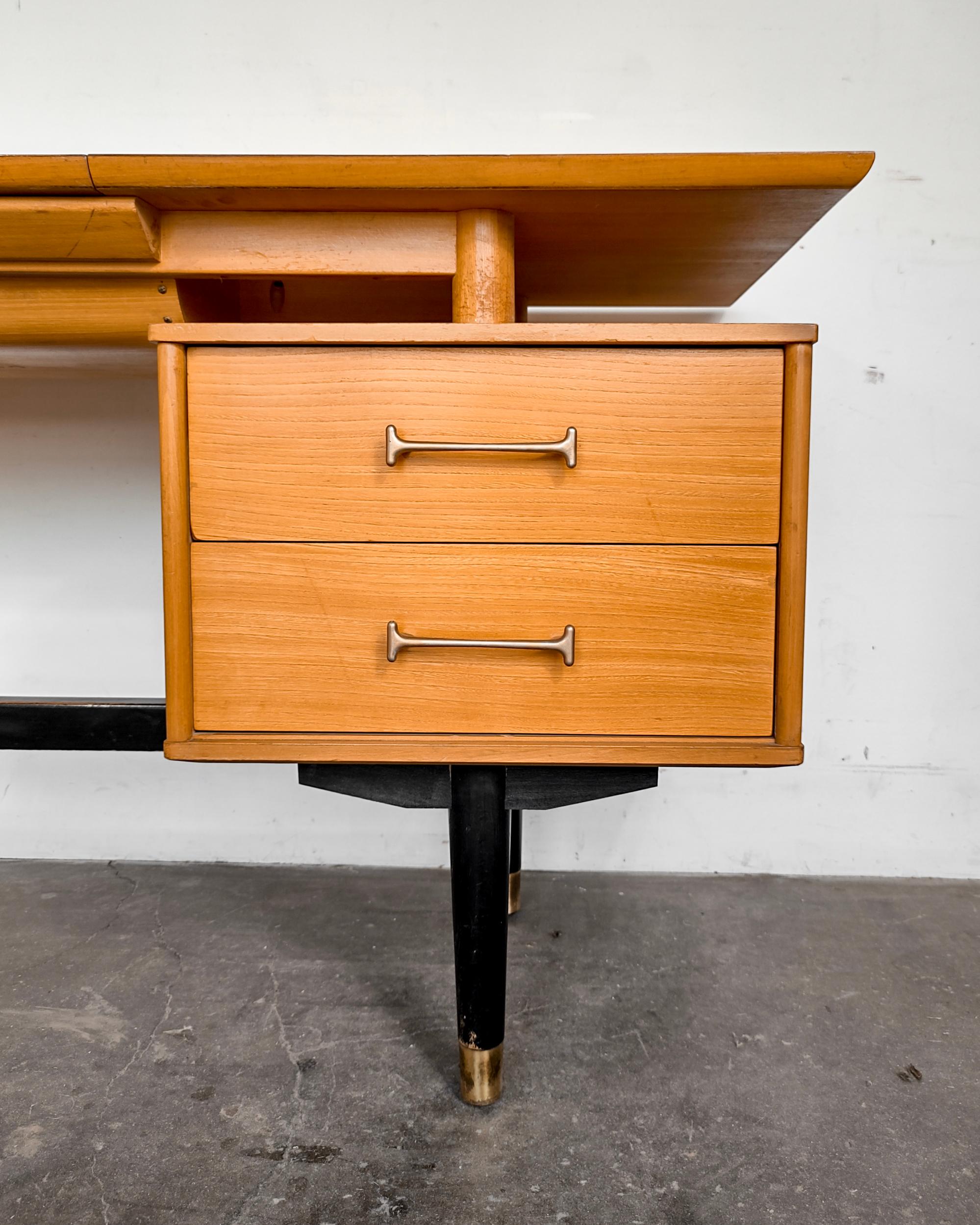 Elm Flip Top Vanity with Mirror and Drawers by Milo Baughman for Drexel 10